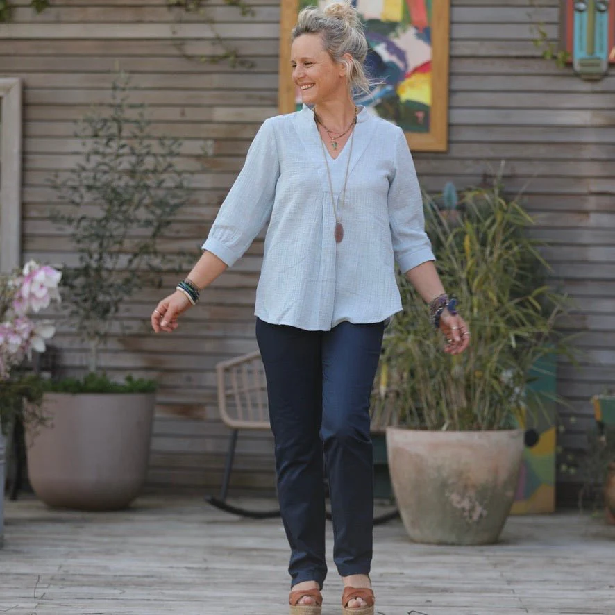Pantalon Marcus - sergé de coton bleu marine - Image 8
