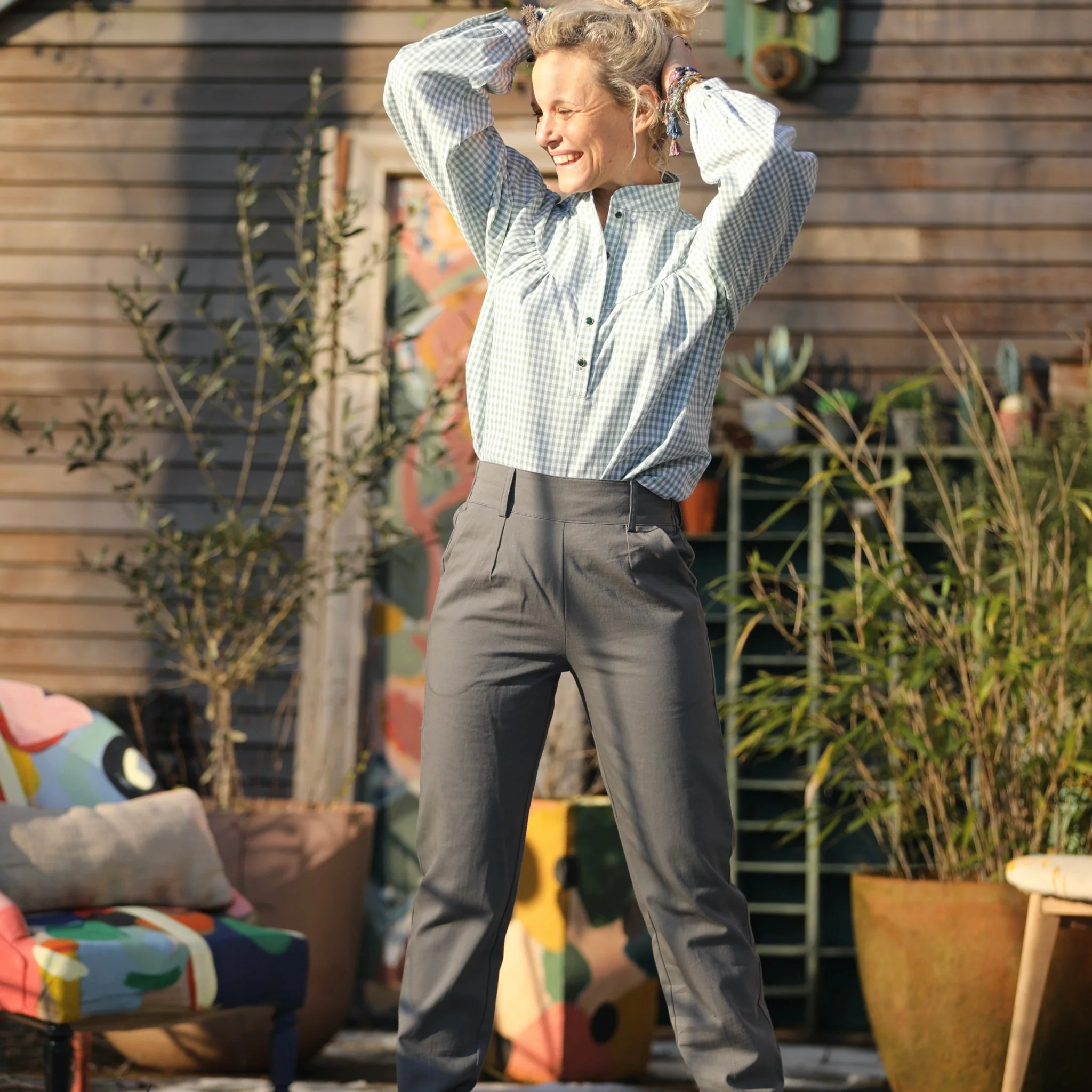 Pantalon Marcus - sergé de coton gris - Image 8