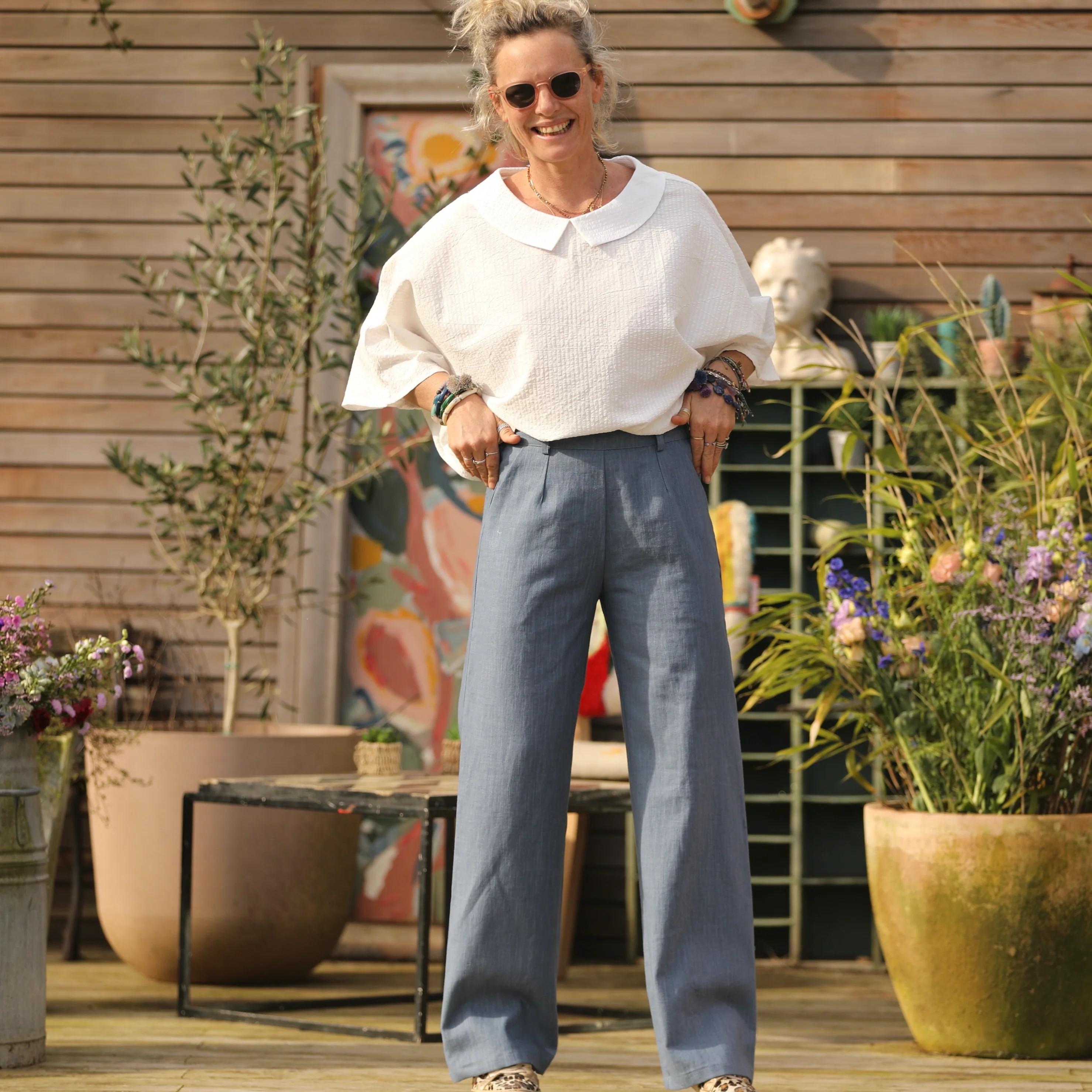 Pantalon Nestor lin bleu doux - Image 5