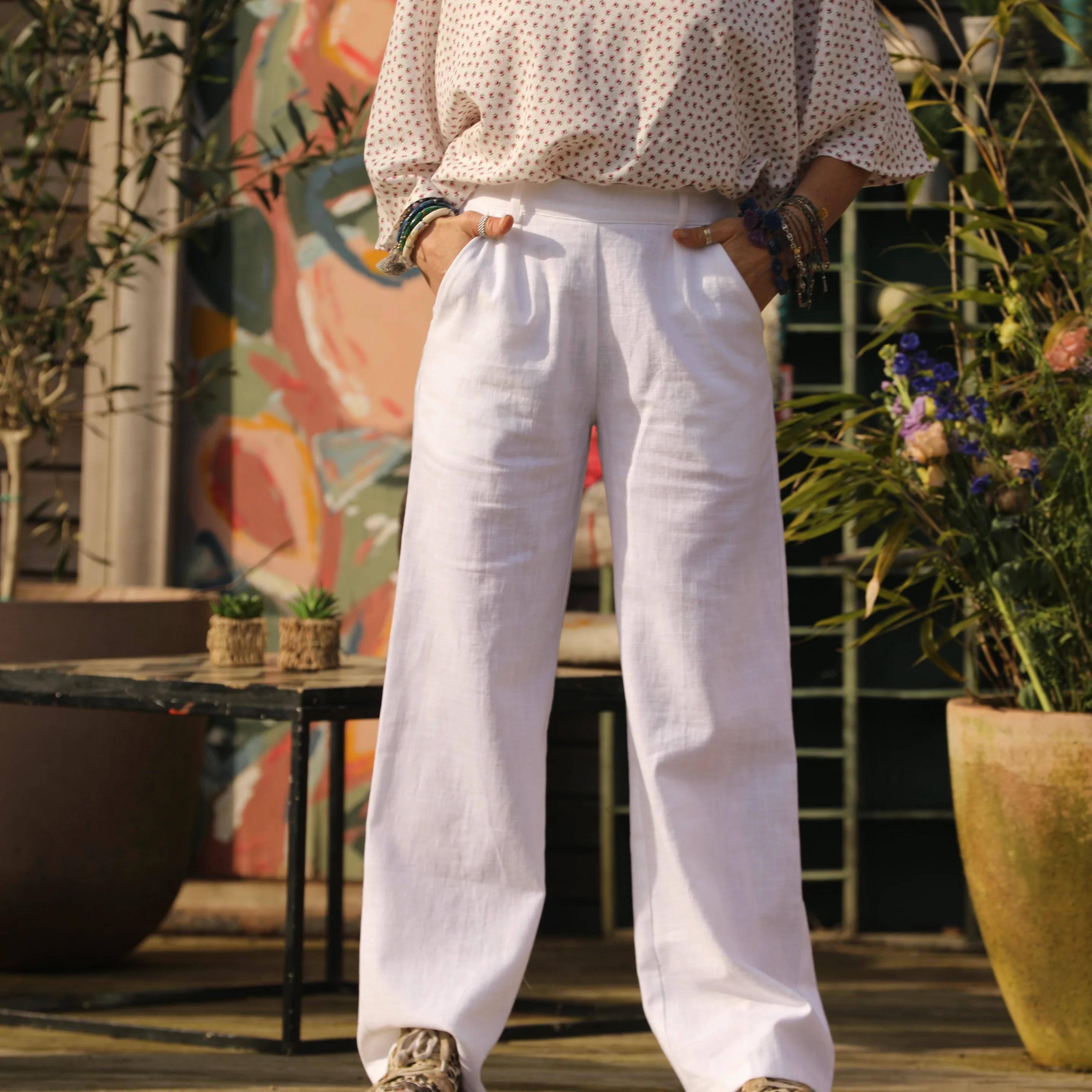 Pantalon Nestor lin blanc cassé - Image 6