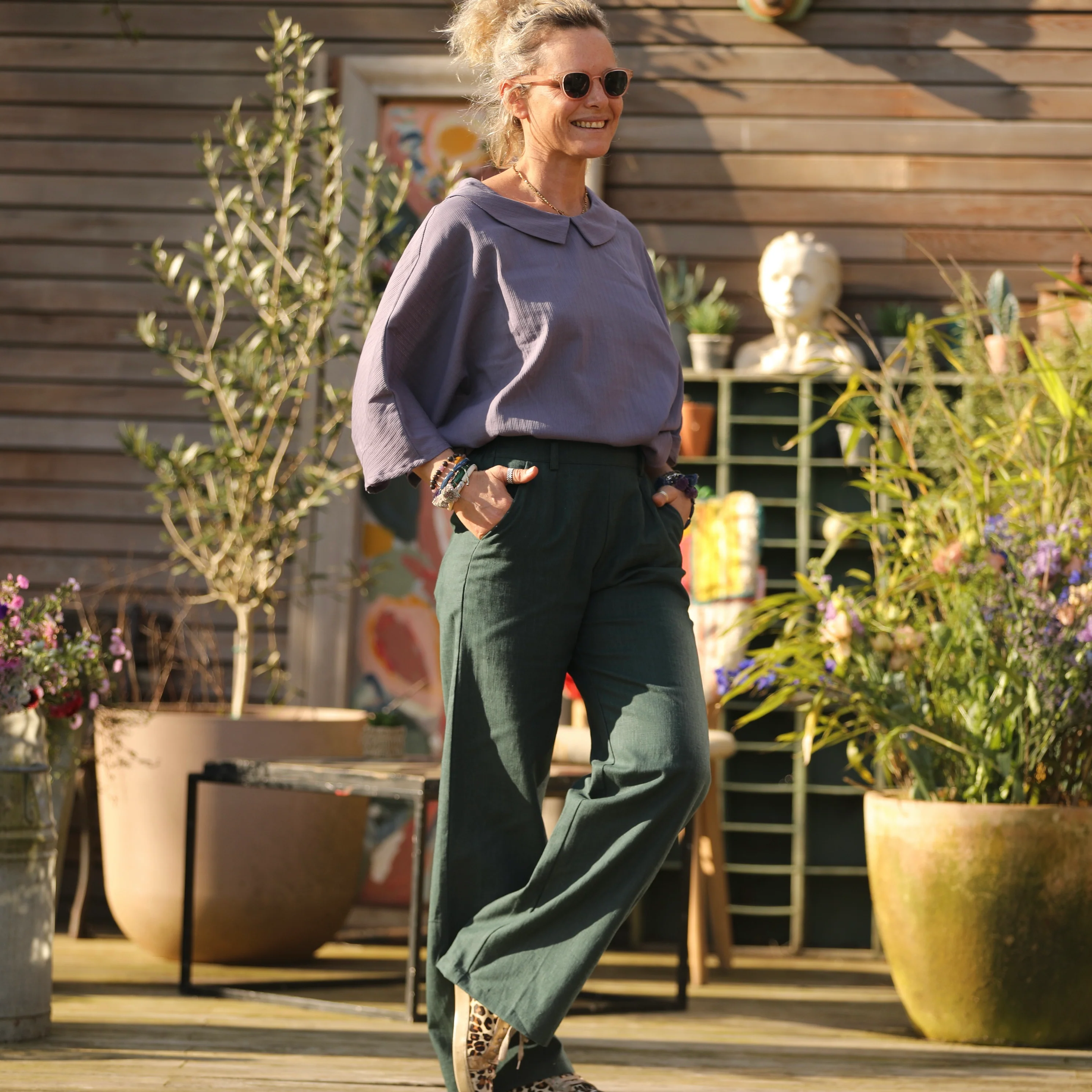 Pantalon Nestor lin vert émeraude - Image 11