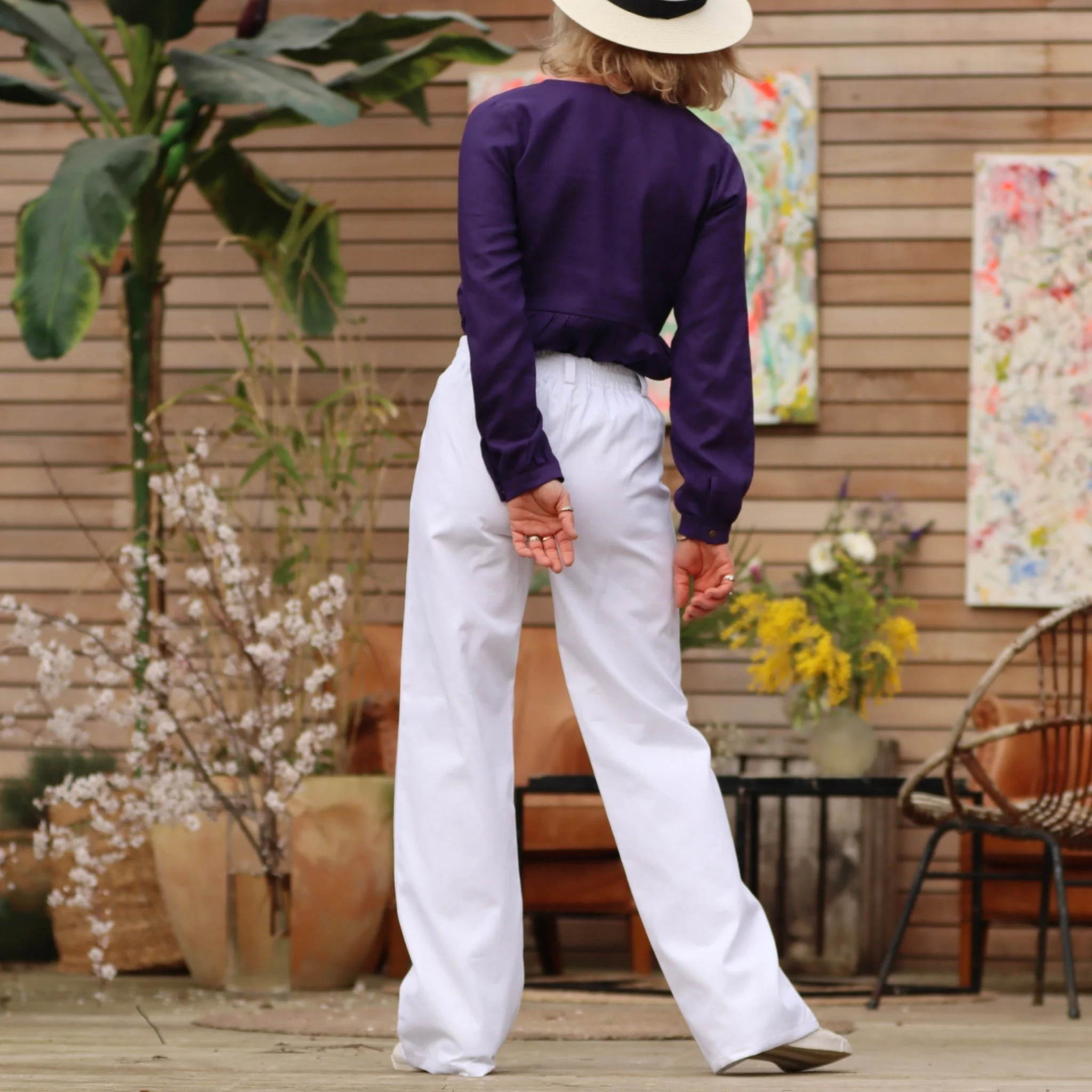 Pantalon Nestor sergé de coton blanc - Image 4