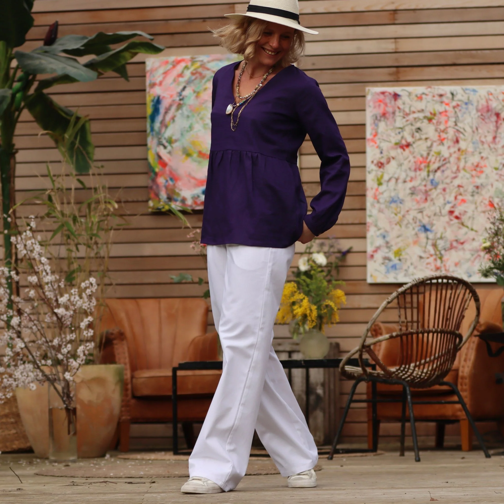 Pantalon Nestor sergé de coton blanc - Image 6