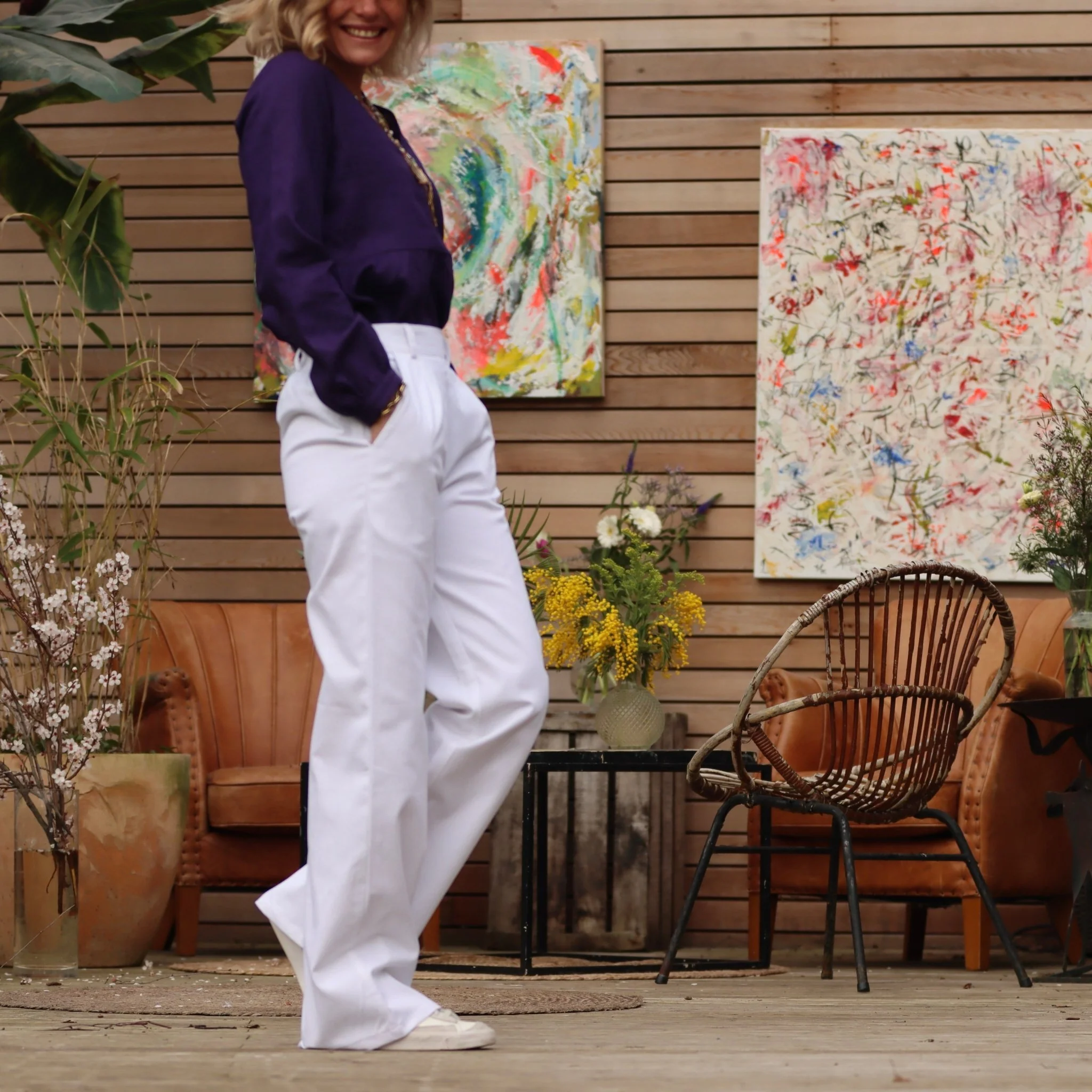 Pantalon Nestor sergé de coton blanc - Image 7