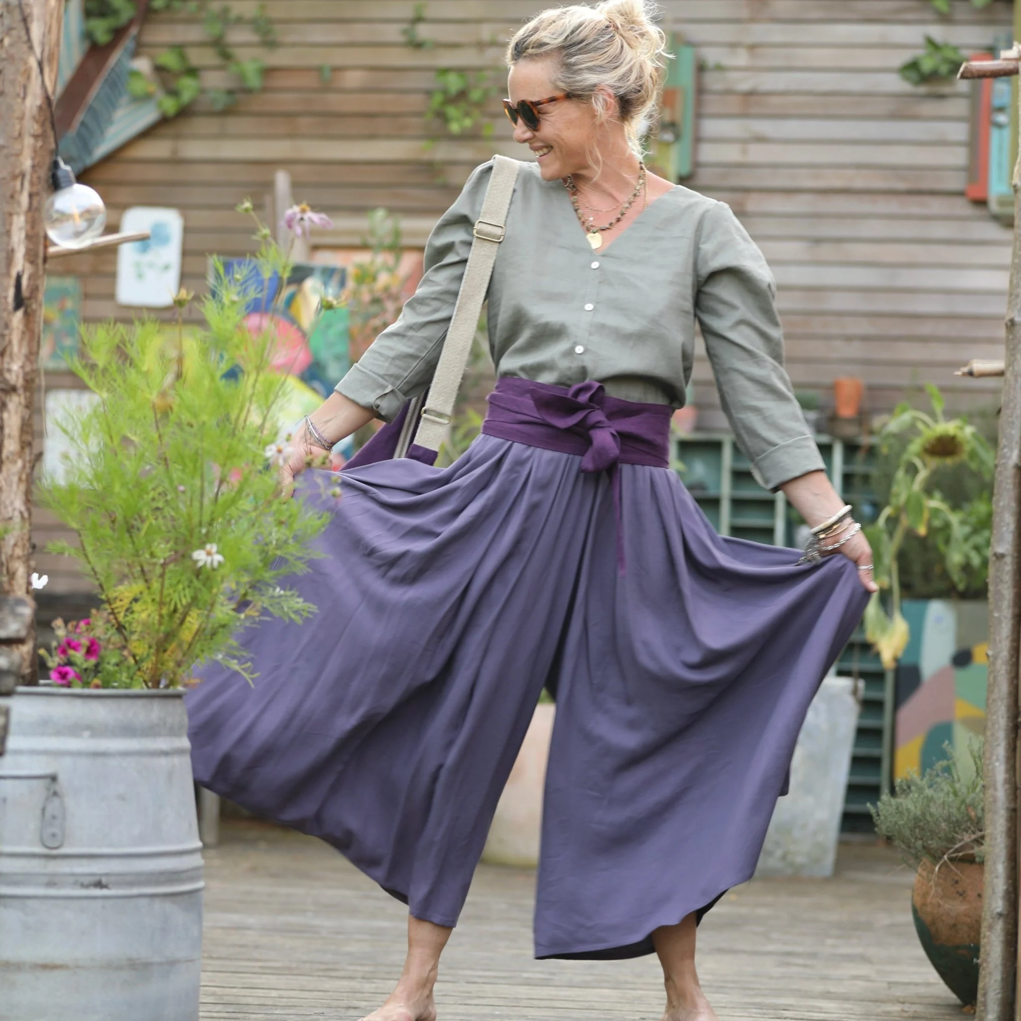 Pantalon Paco -  sergé de viscose lavande