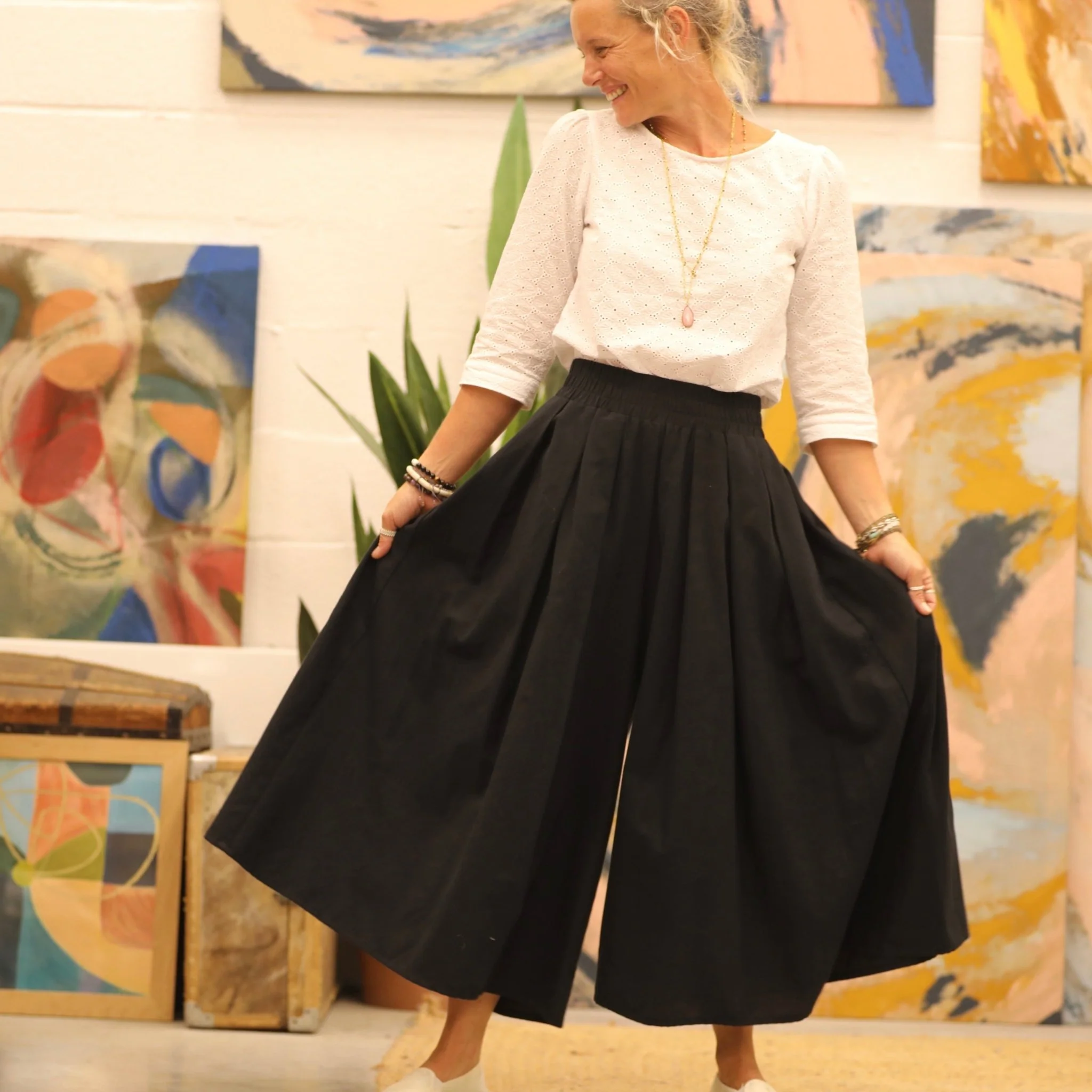 Pantalon Paco - sergé de coton noir - Image 4