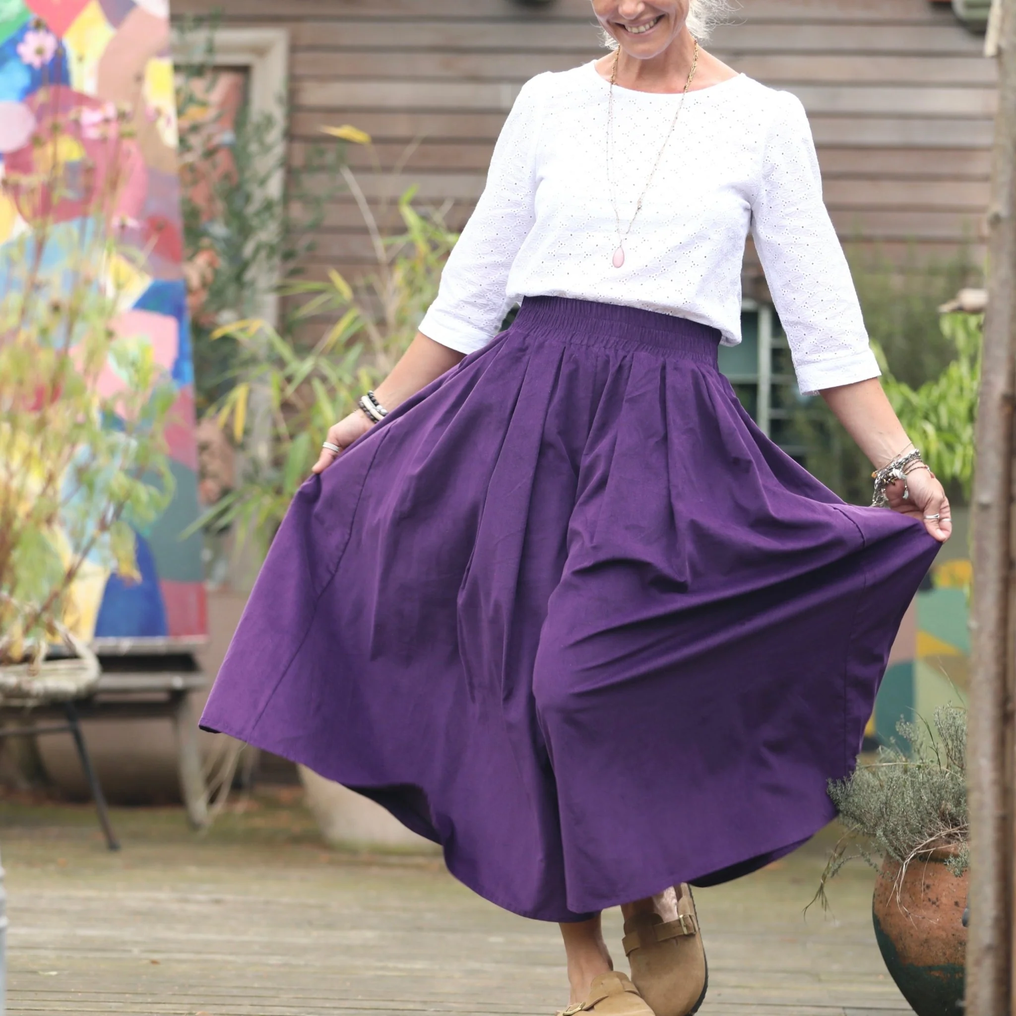 Pantalon Paco - velours milleraies lilas