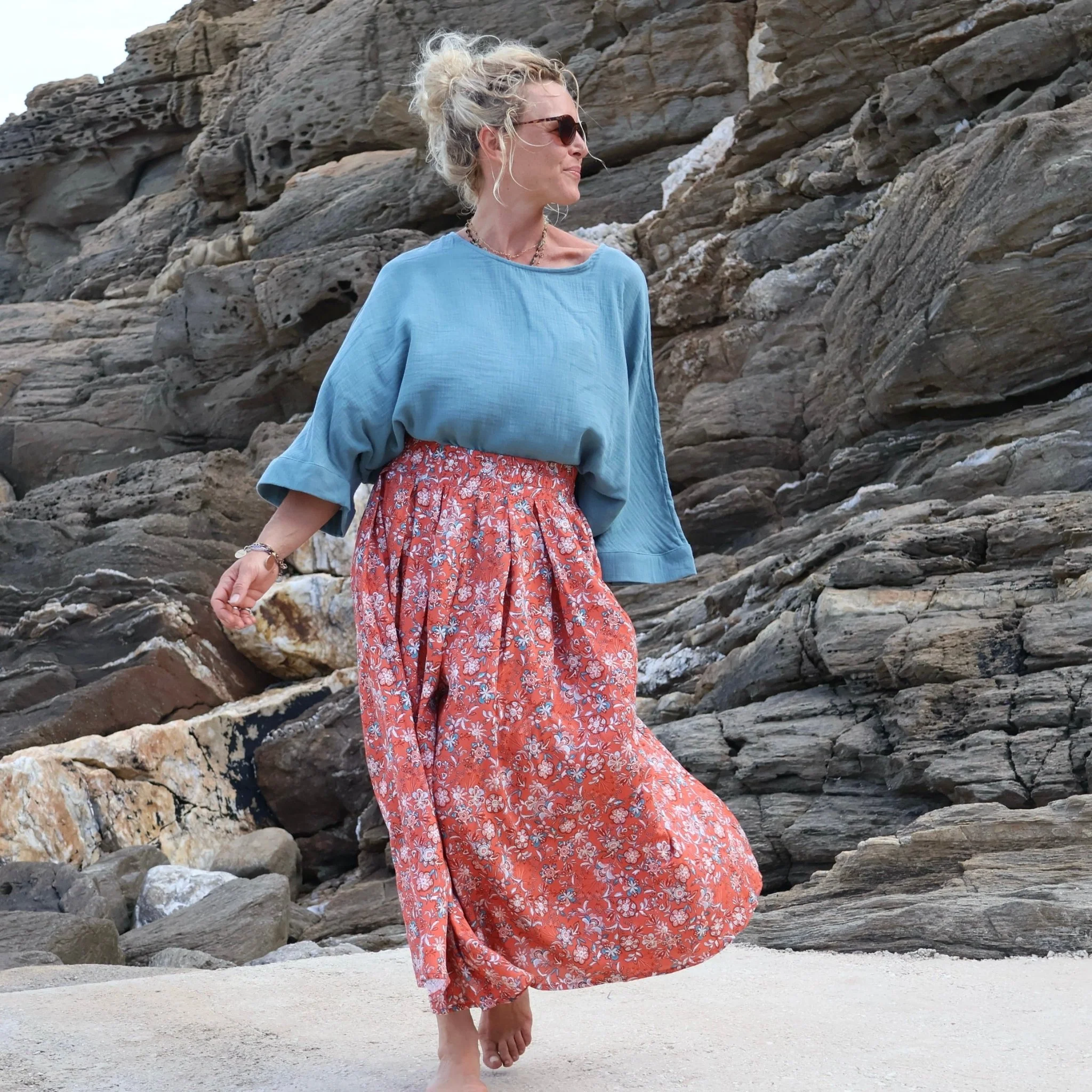 Pantalon Paco -  viscose bouquet grenadine