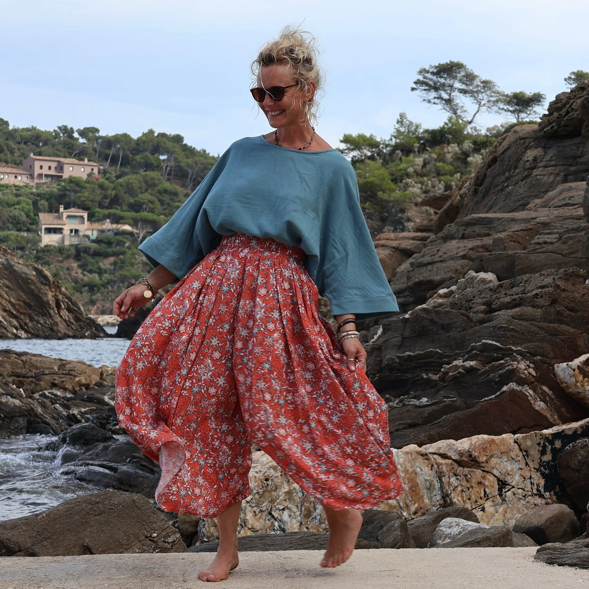 Pantalon Paco -  viscose bouquet grenadine - Image 4