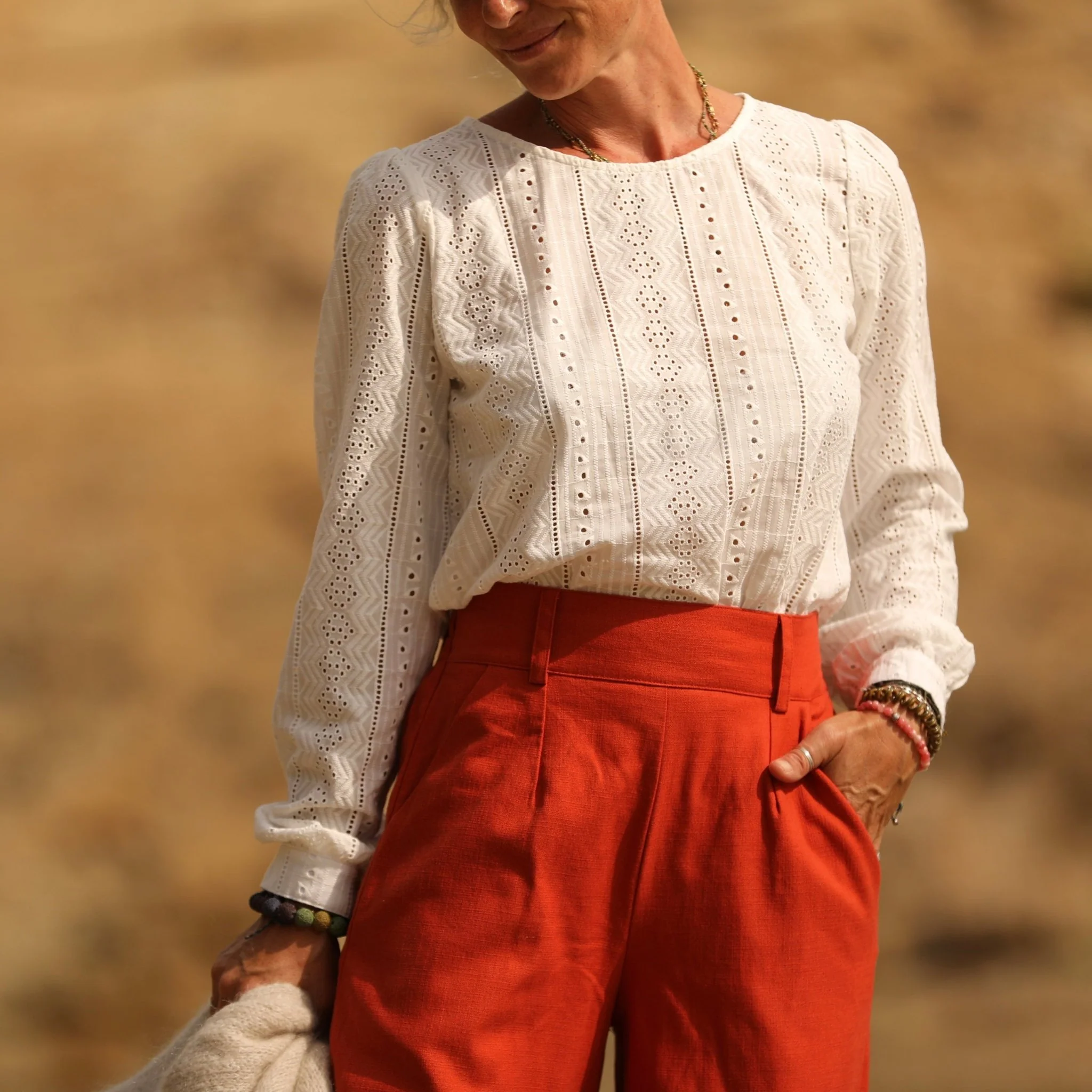 Pantalon Tom - coton/lin orange crépuscule - Image 9