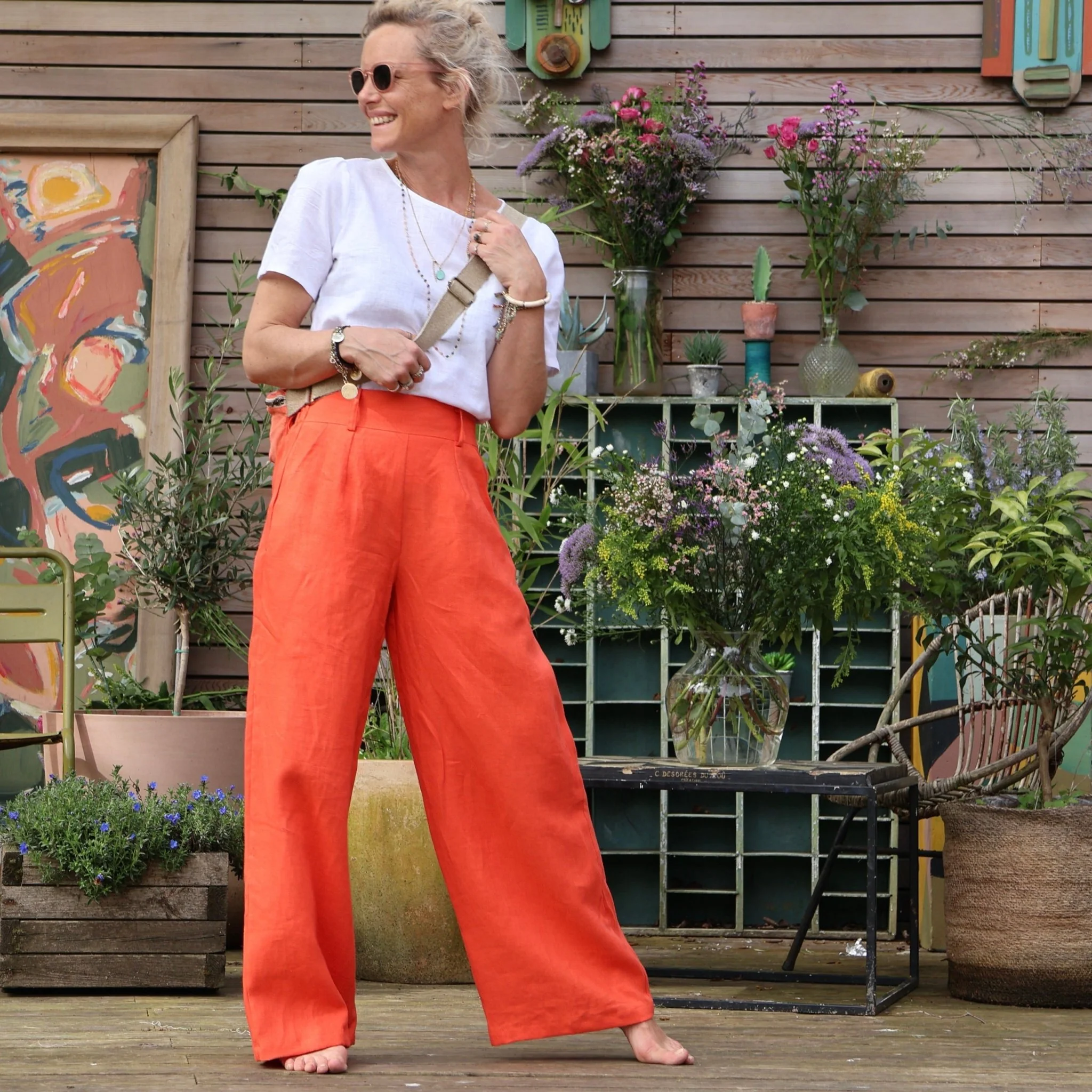 Pantalon Tom - lin orange