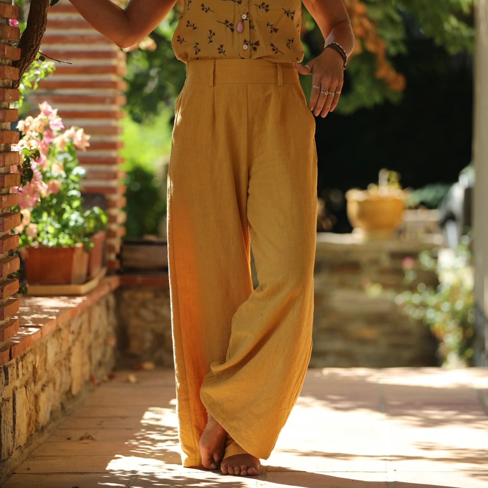 Pantalon Tom - lin stone washed ocre - Image 4