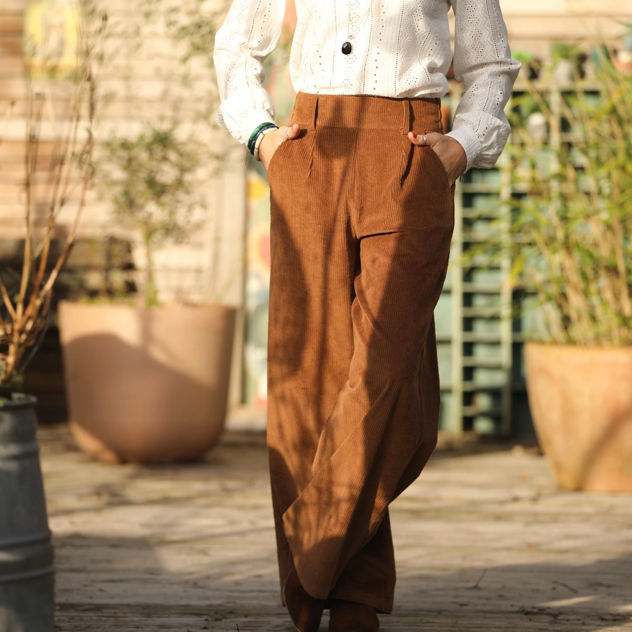 Pantalon Tom - velours côtelé camel