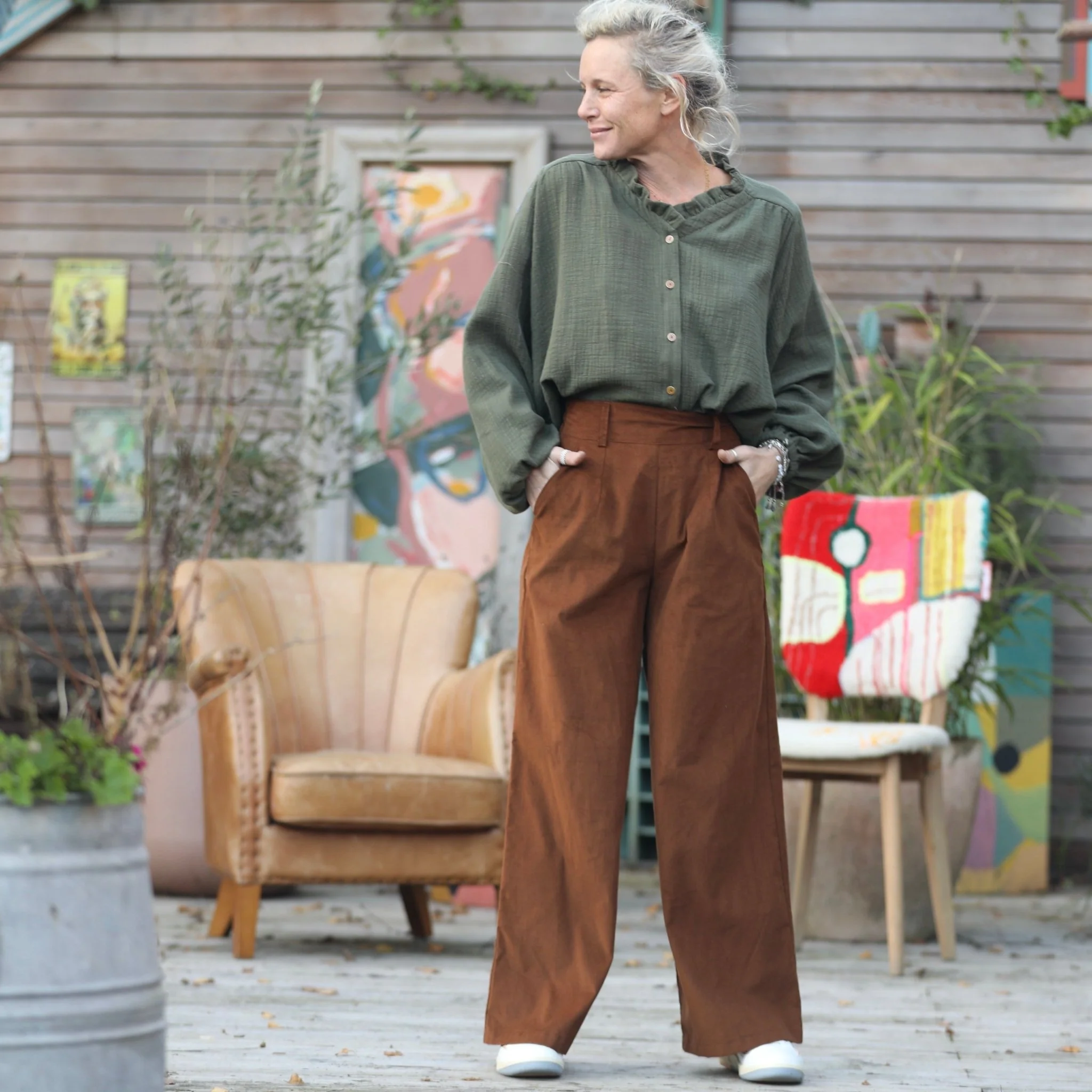 Pantalon Tom - velours milleraies camel - Image 3