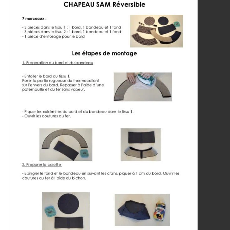 Patron papier chapeau Sam - Version imprimée en couleur taille réelle - Image 10