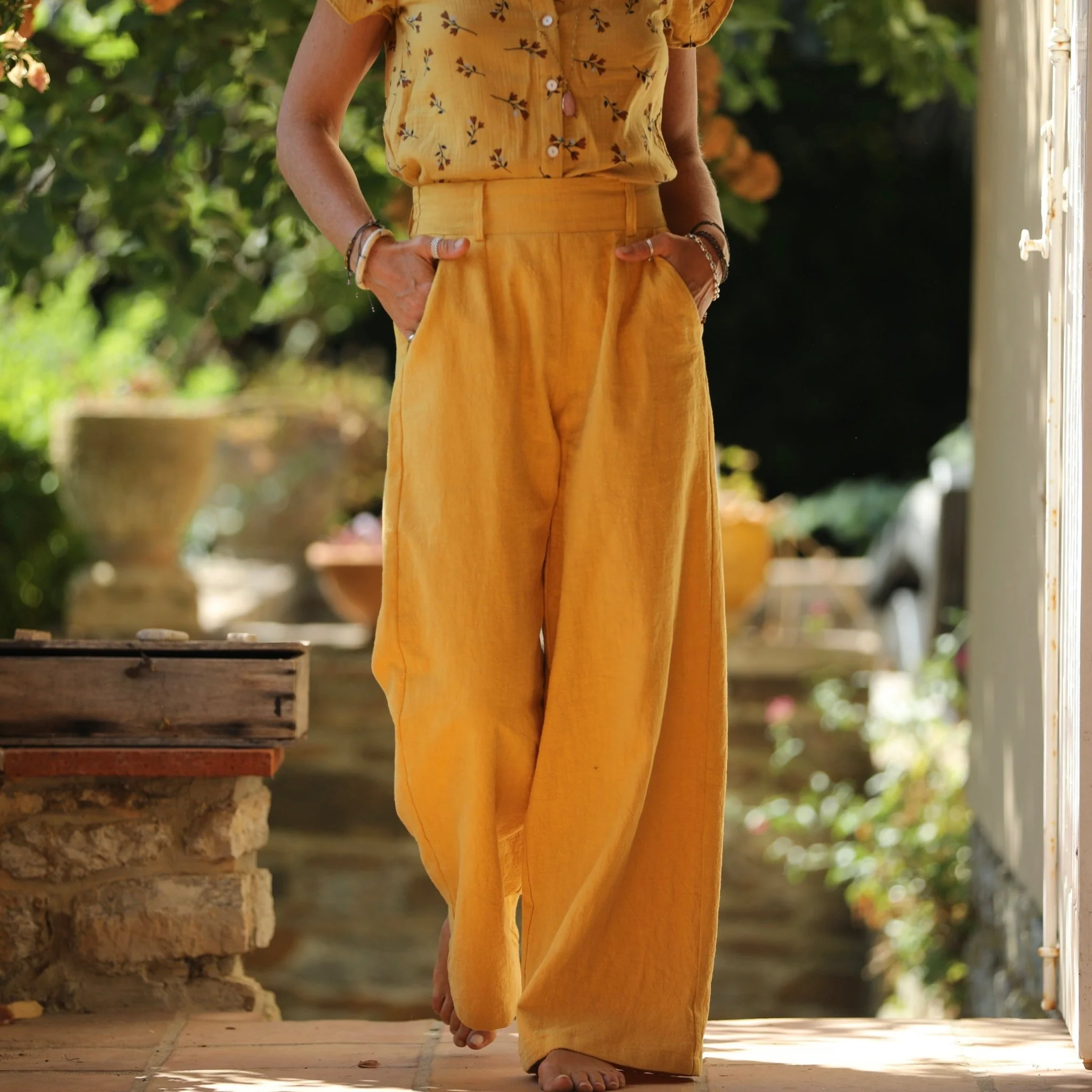 Pantalon Tom - lin stone washed ocre - Image 5