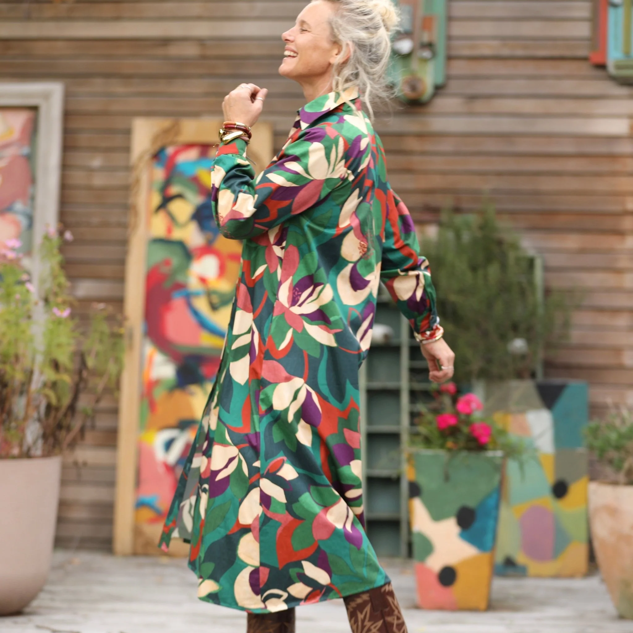 Robe Pensée - Satin de coton Couleurs de saison - Image 7
