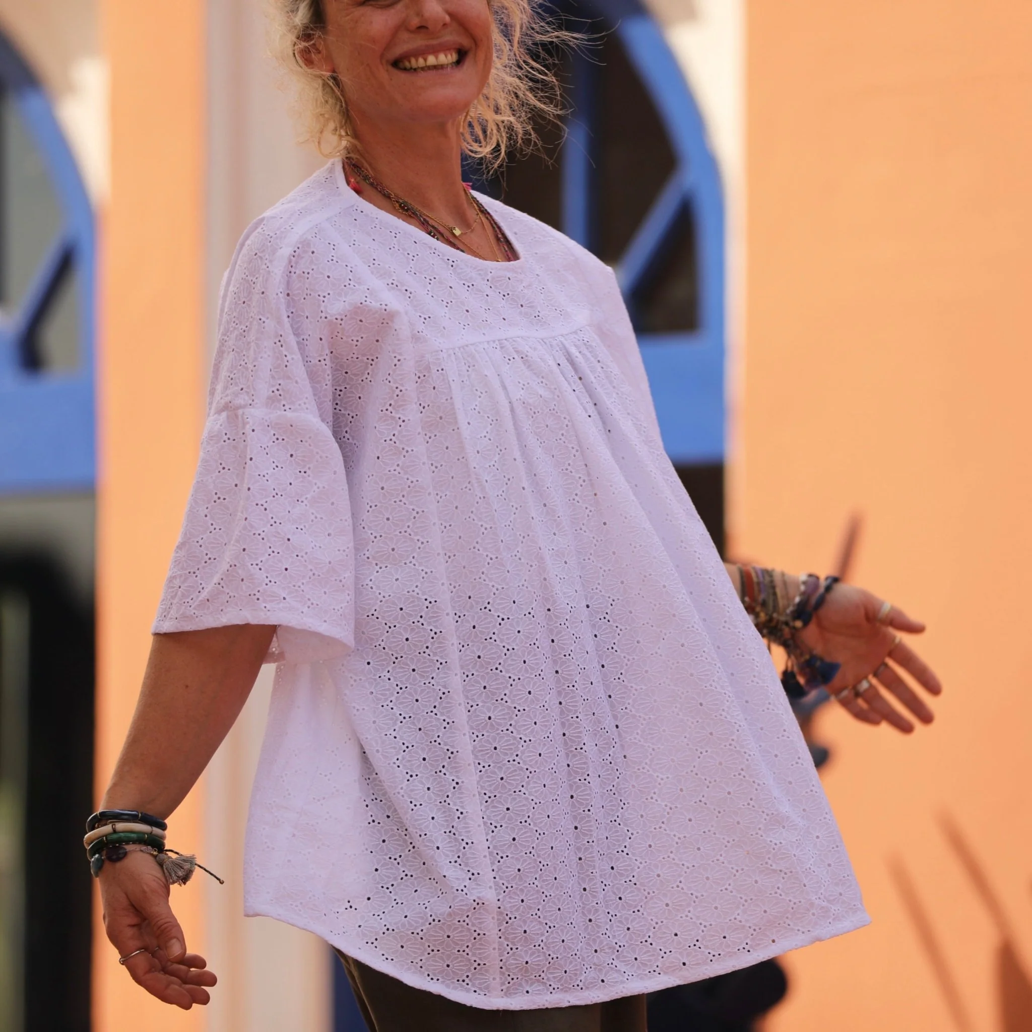 Blouse Léopoldine - broderie paquerette blanche - Image 5