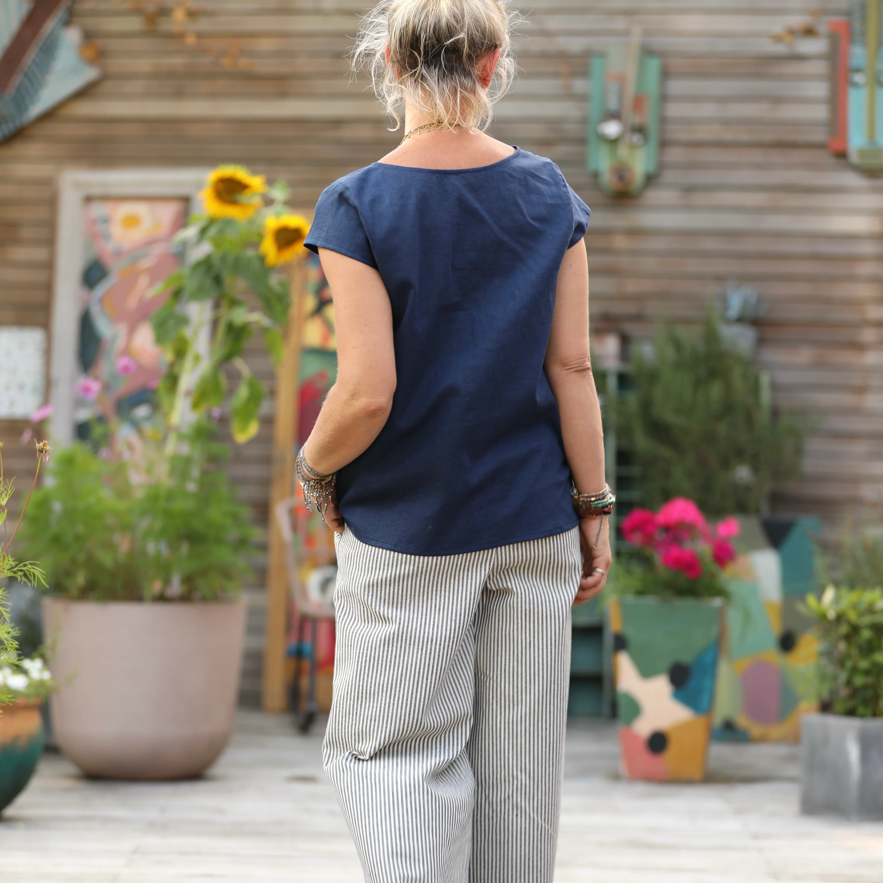 Blouse Sidonie en lin lavé bleu indigo - Image 8