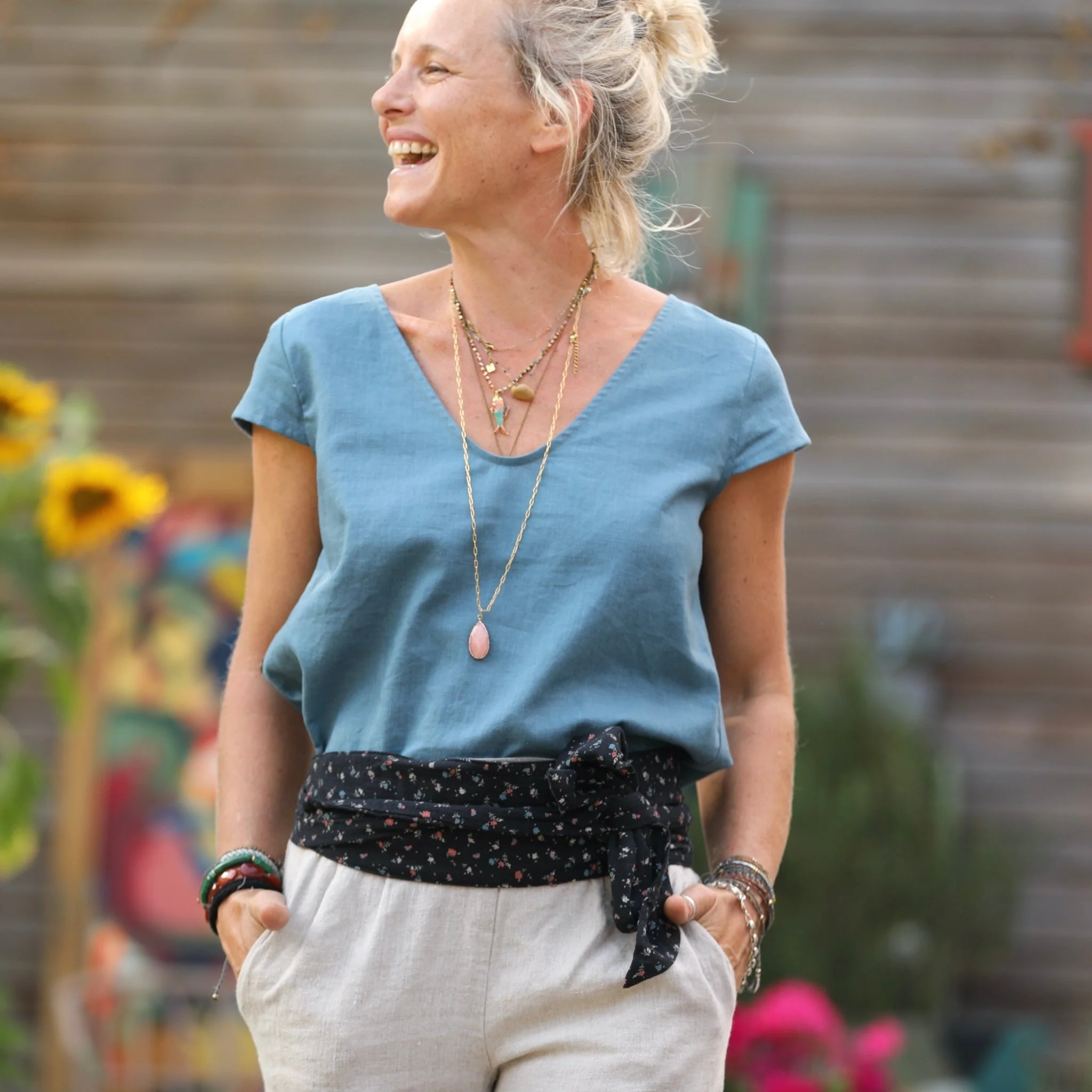 Blouse Sidonie en lin lavé navy - Image 6