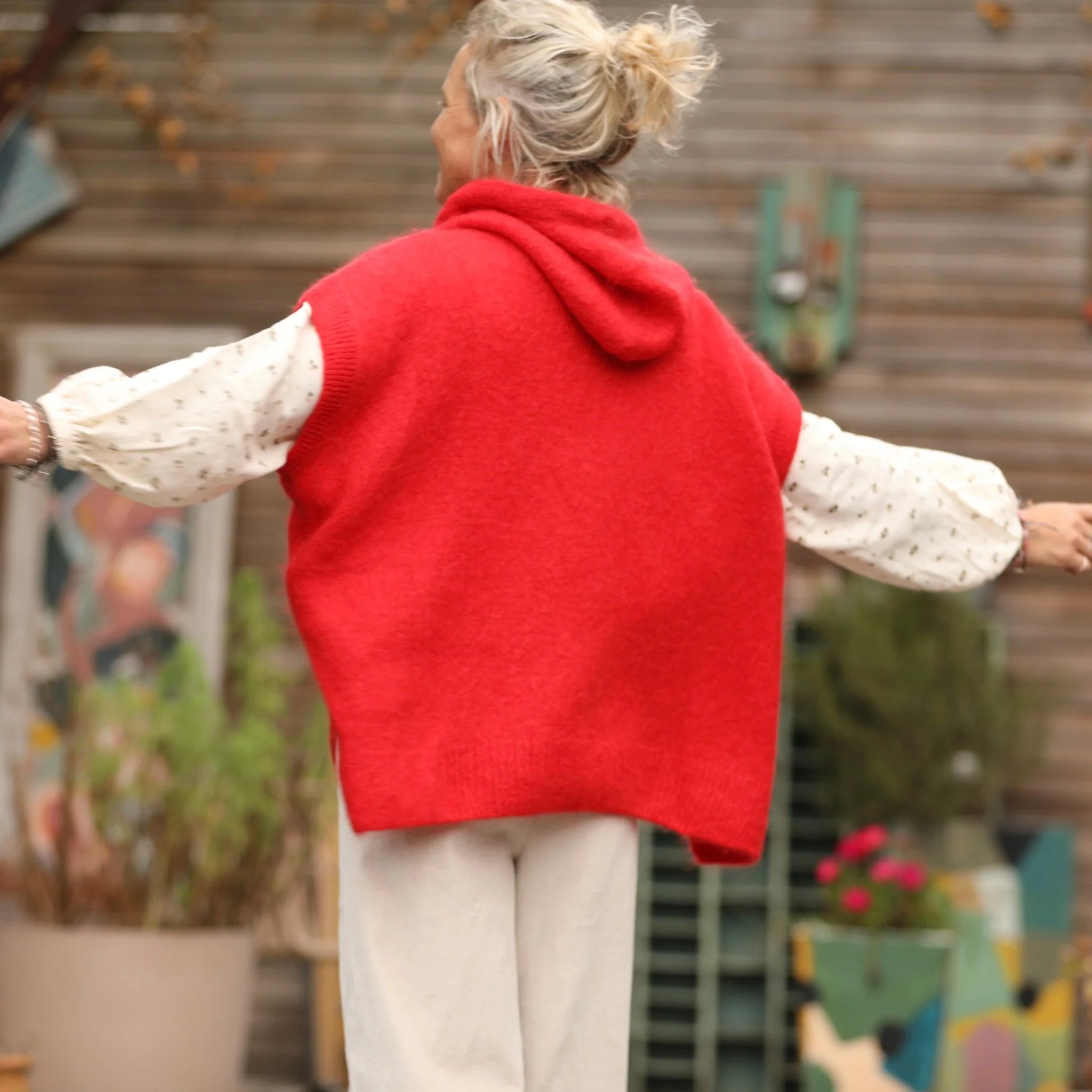 Pull capuche Calypso - Rouge orangé - Image 5
