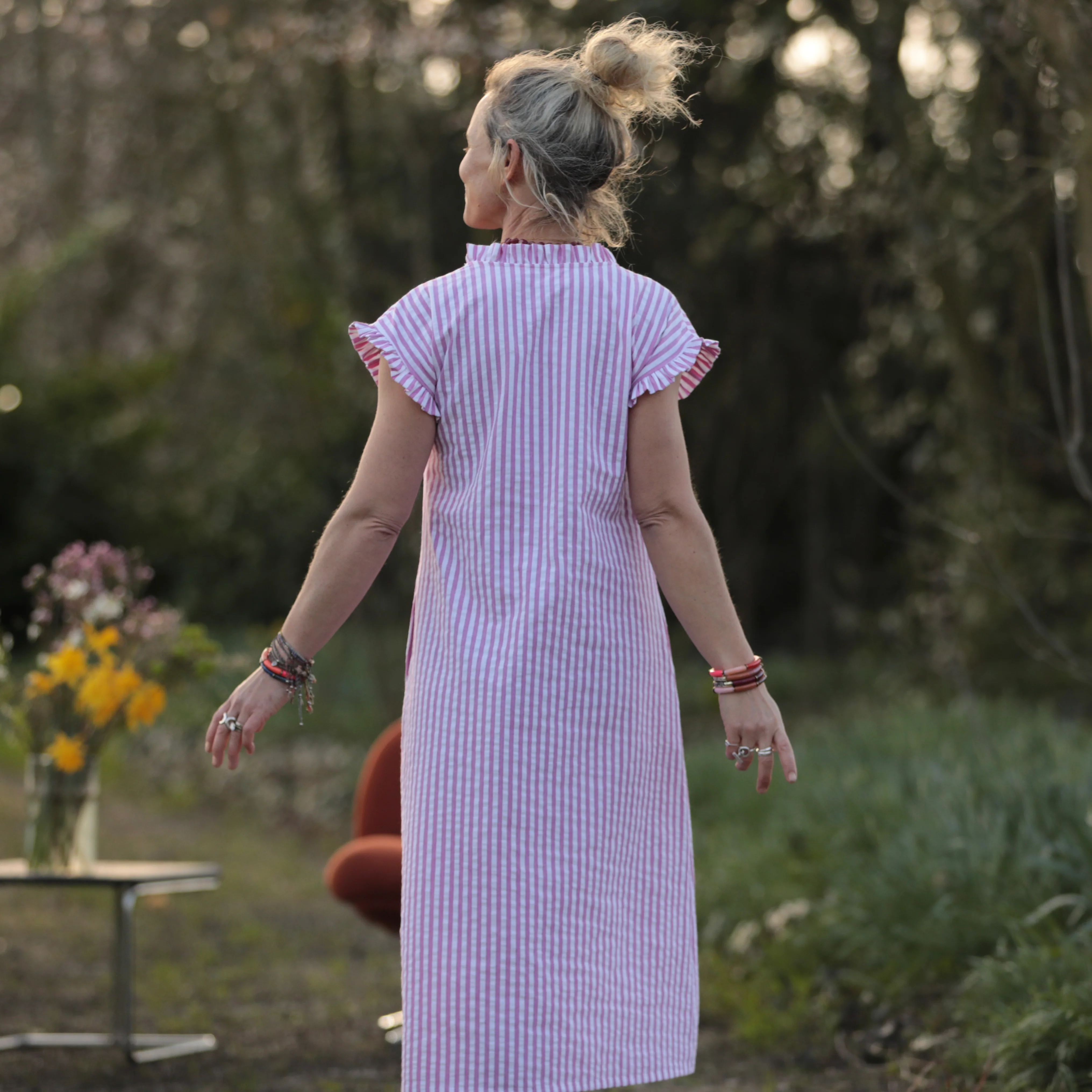 Robe Acacia - coton rayé figue - Image 4