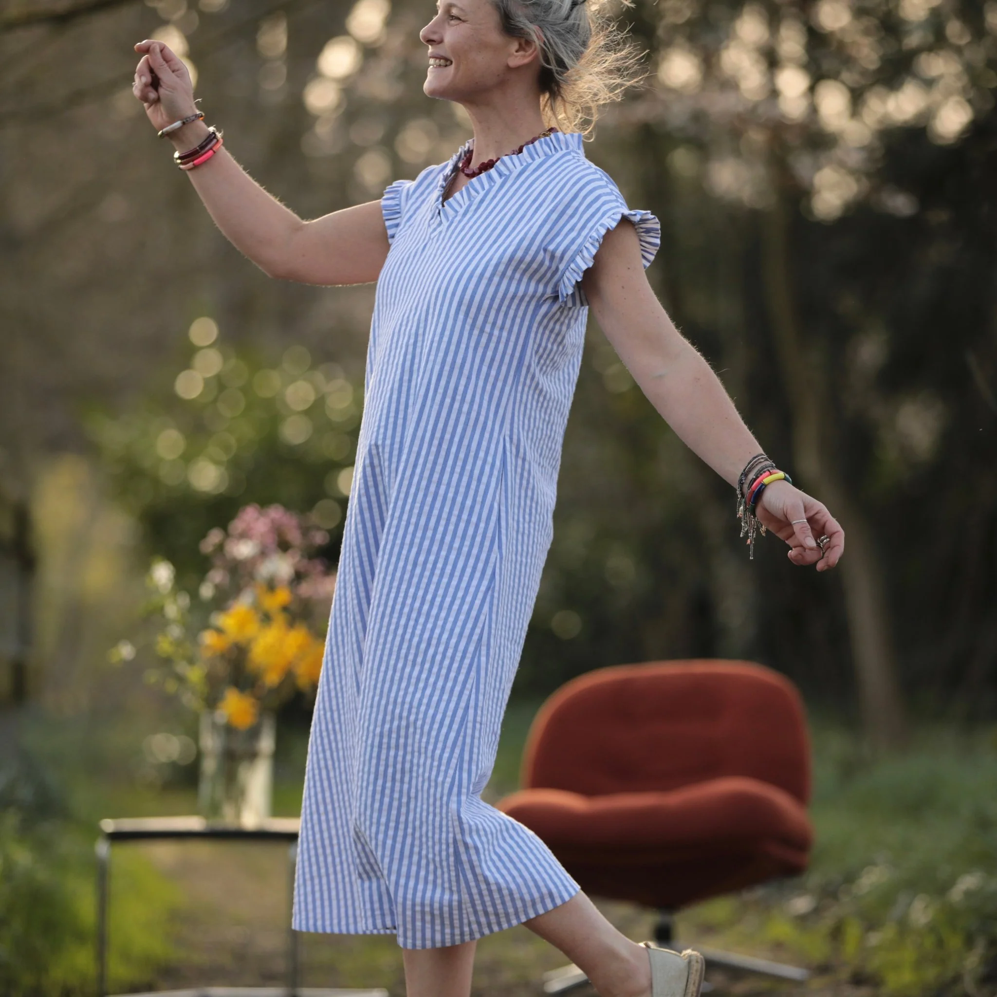 Robe Acacia - coton rayé océan - Image 3
