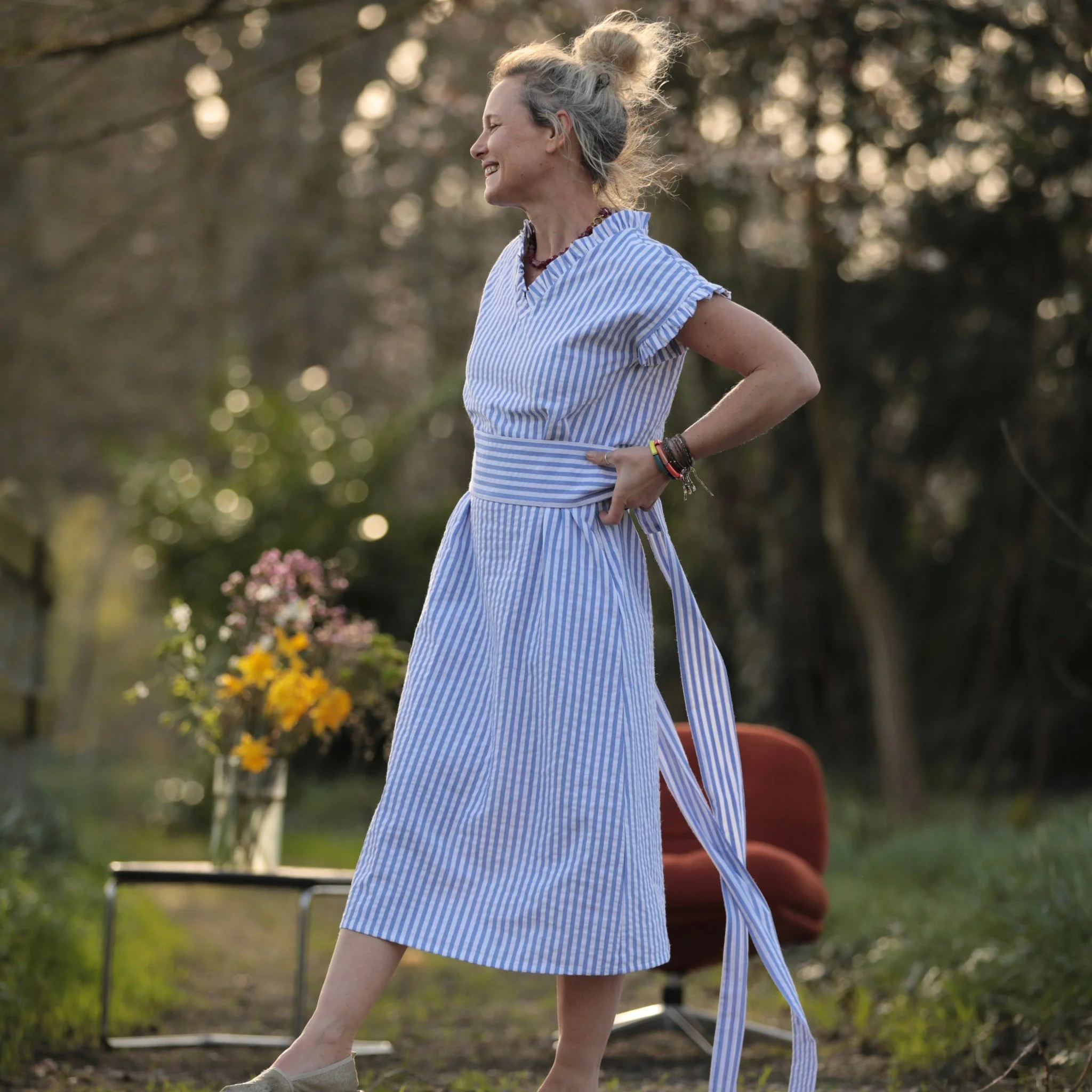Robe Acacia - coton rayé océan - Image 8