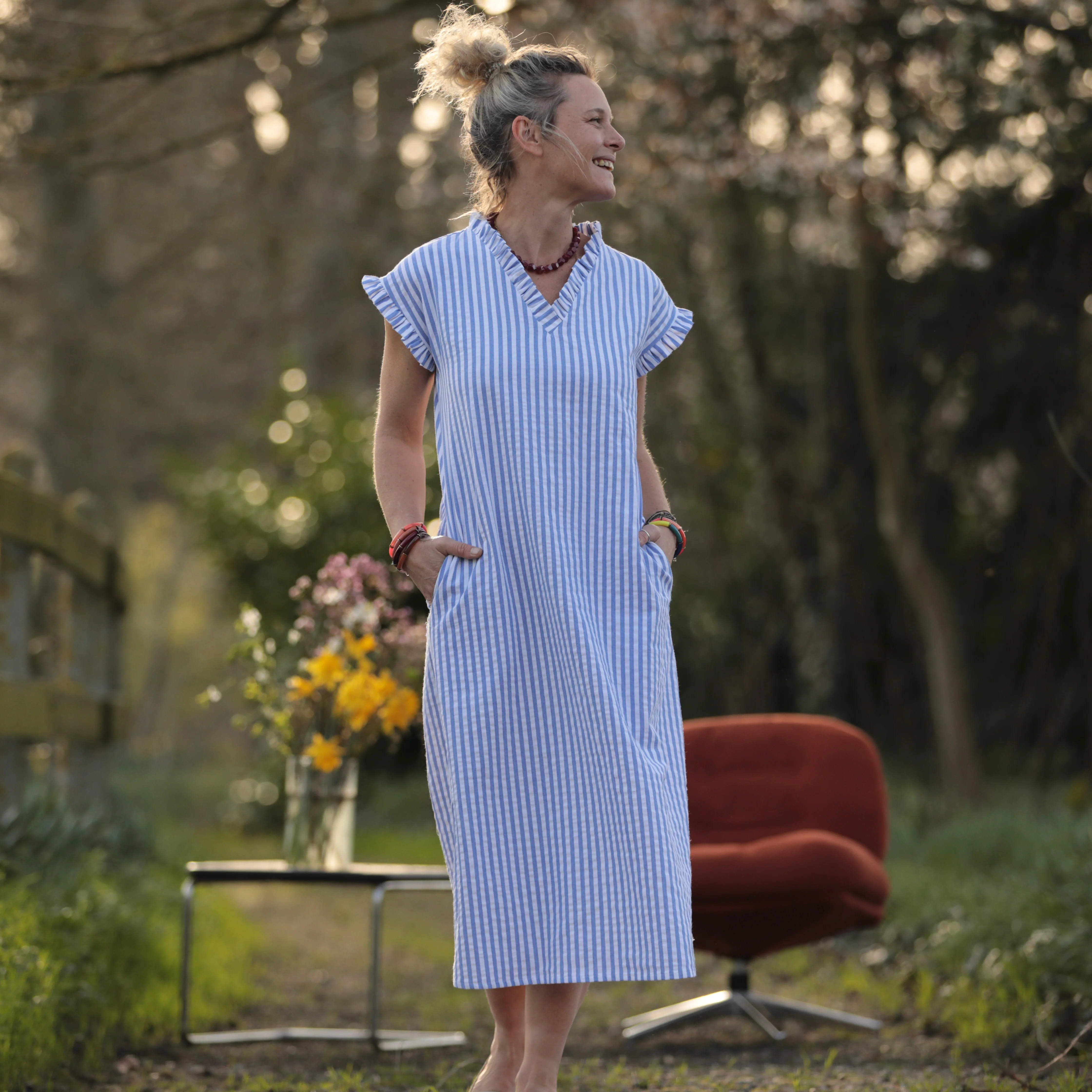 Robe Acacia - coton rayé océan - Image 9