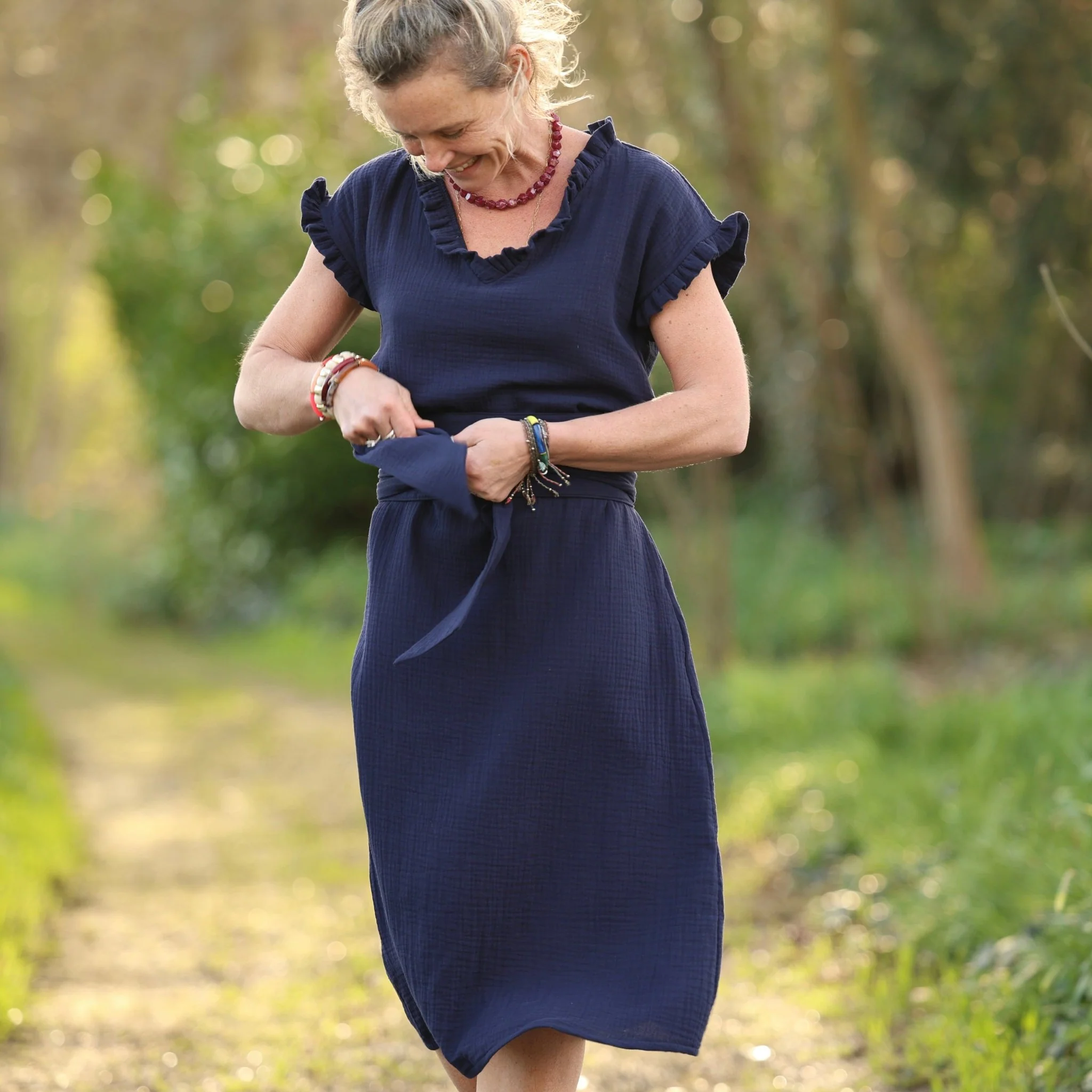 Robe Acacia – Double gaze de coton bleu nuit - Image 3