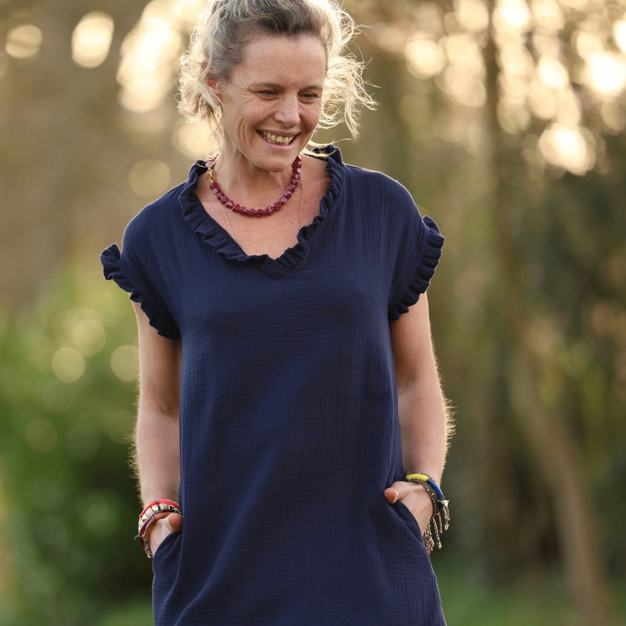 Robe Acacia – Double gaze de coton bleu nuit - Image 4