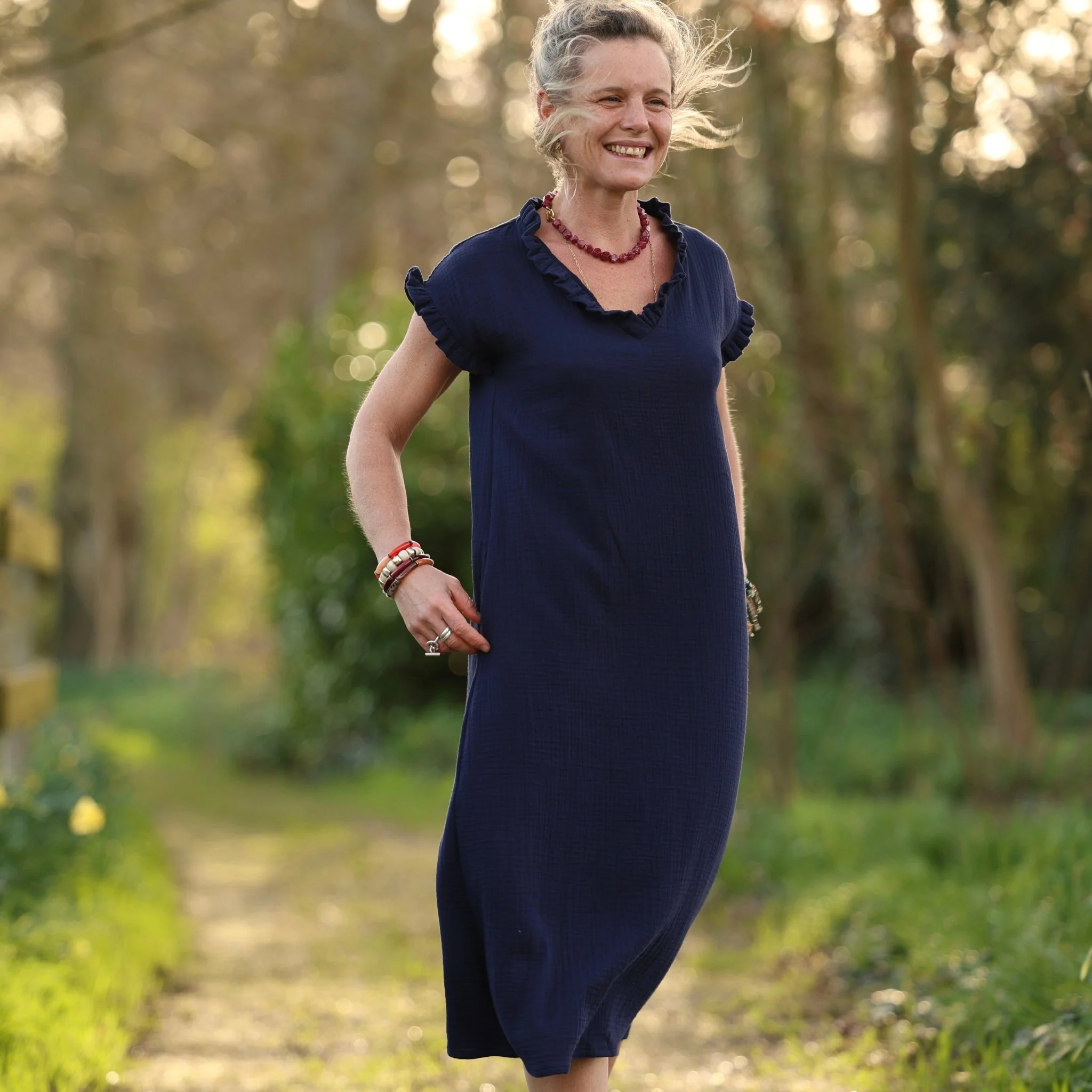 Robe Acacia – Double gaze de coton bleu nuit - Image 7