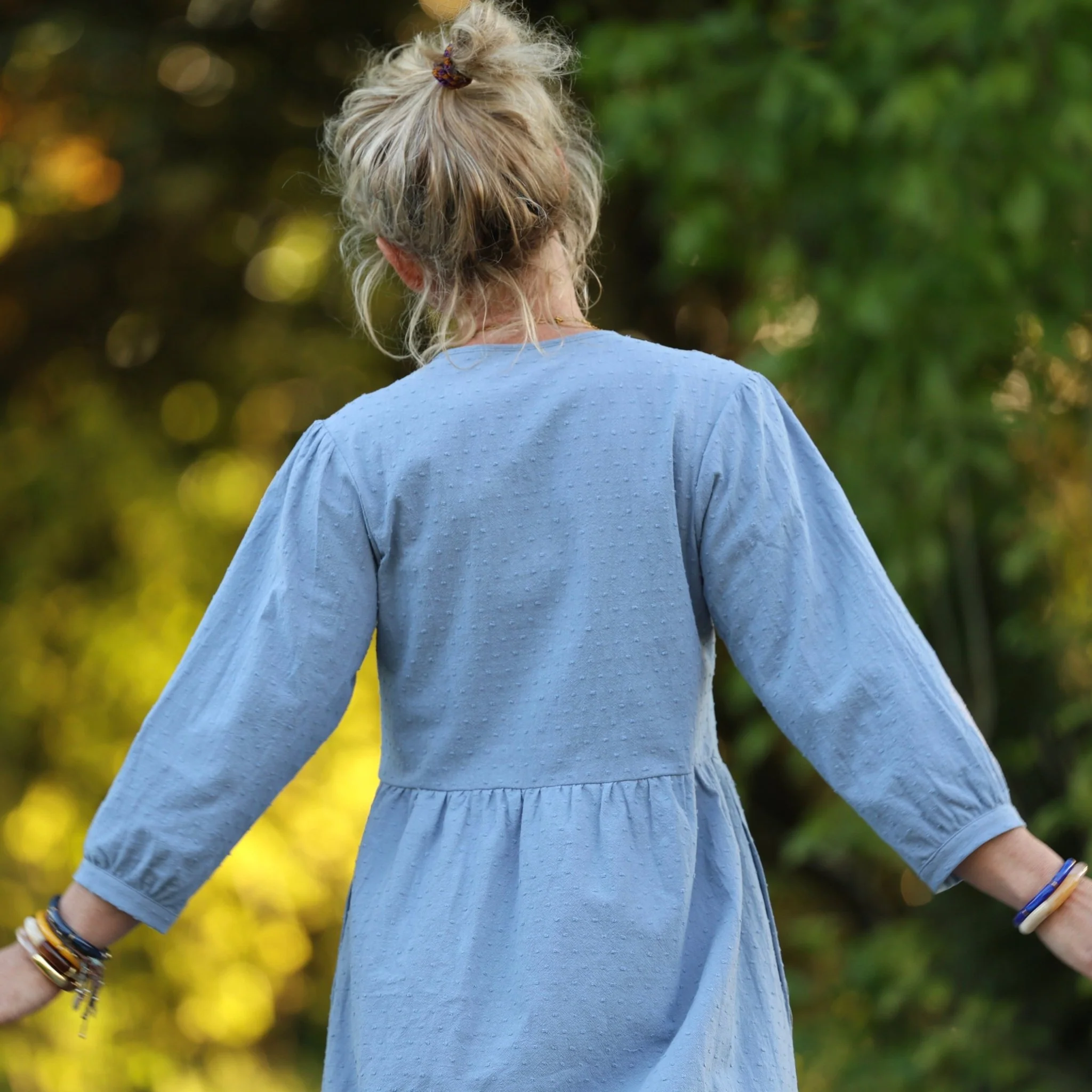 Robe Agathe - Coton lavé plumetis Bleu Atlantique - Image 8