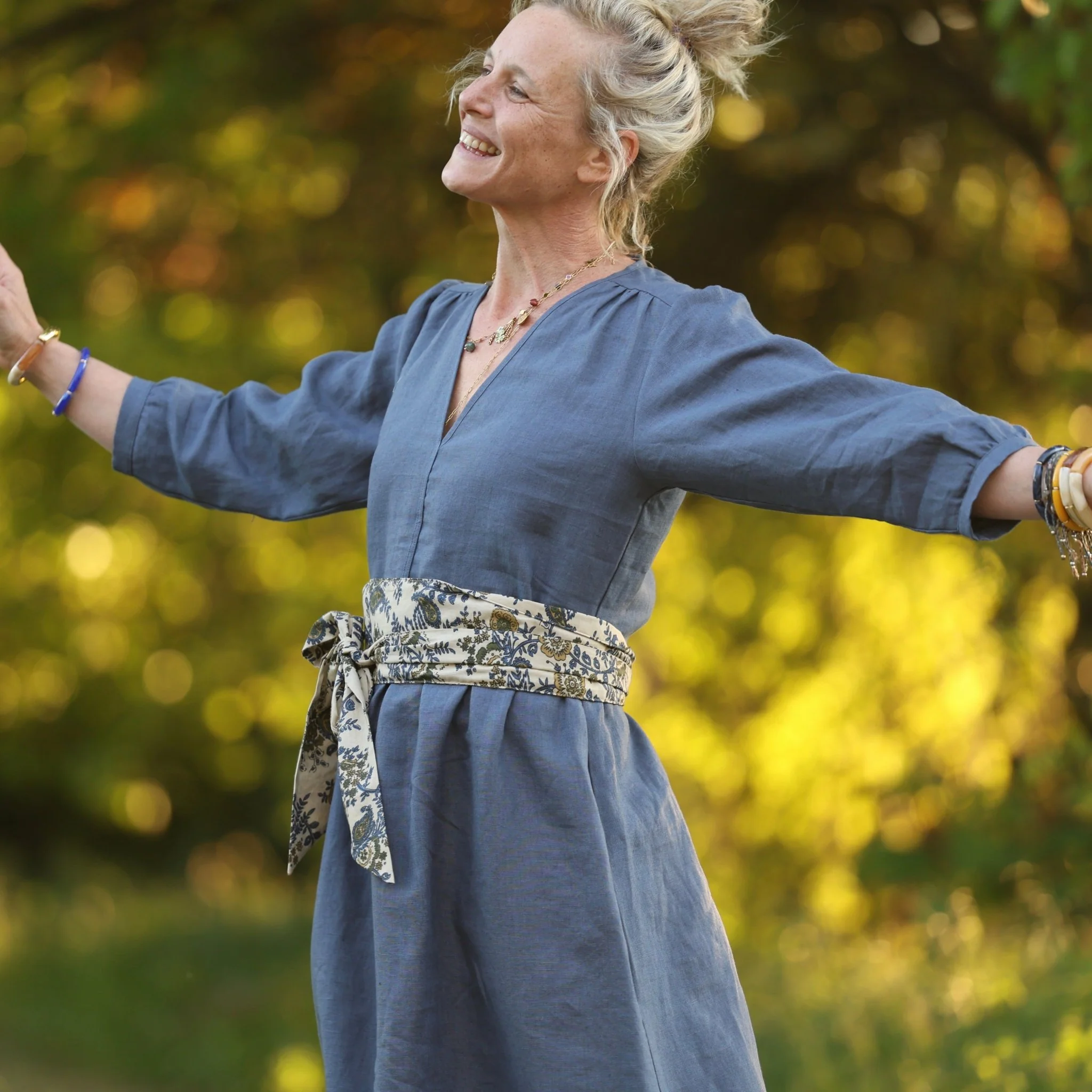 Robe Agathe - Lin Bleu brume - Image 10