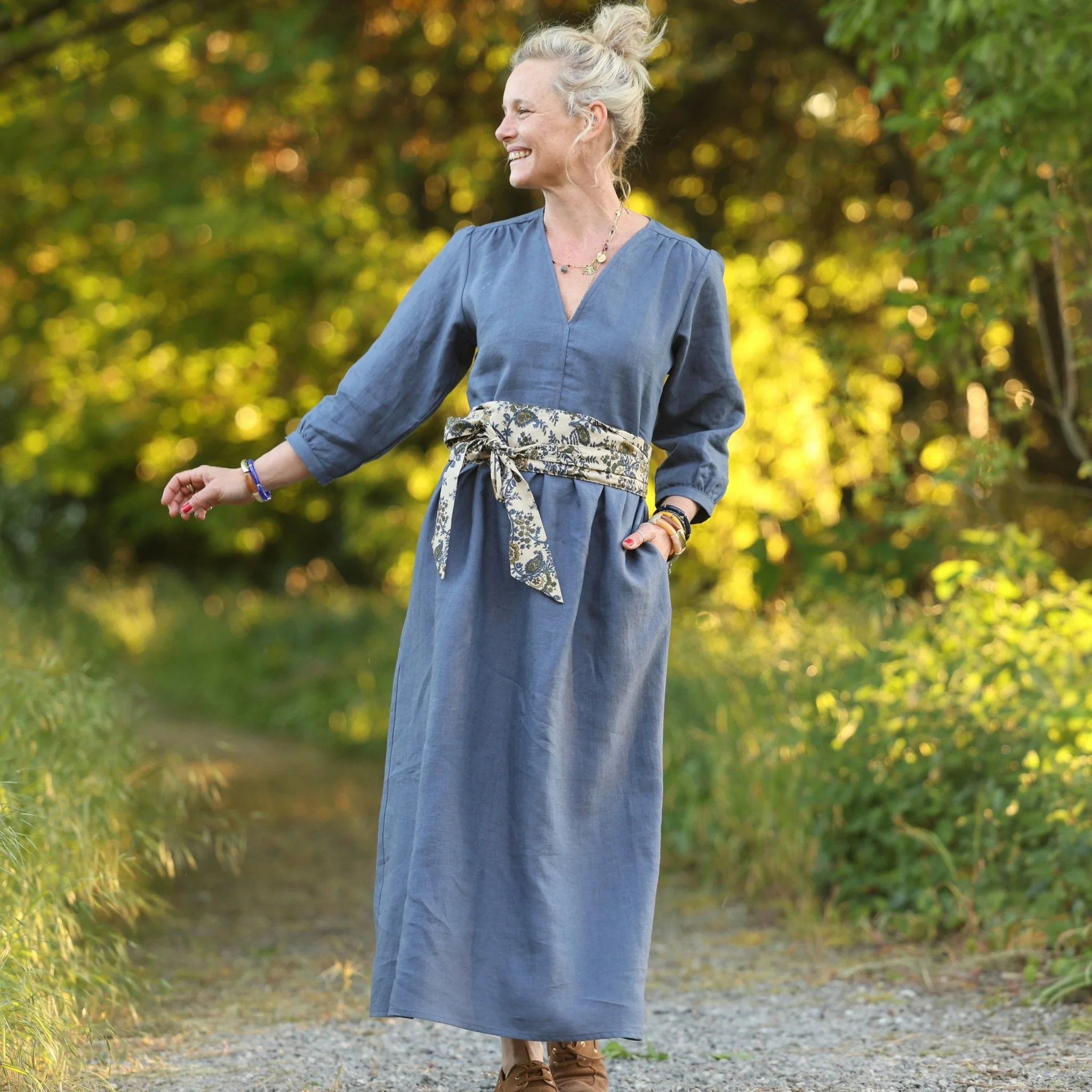 Robe Agathe - Lin Bleu brume - Image 12