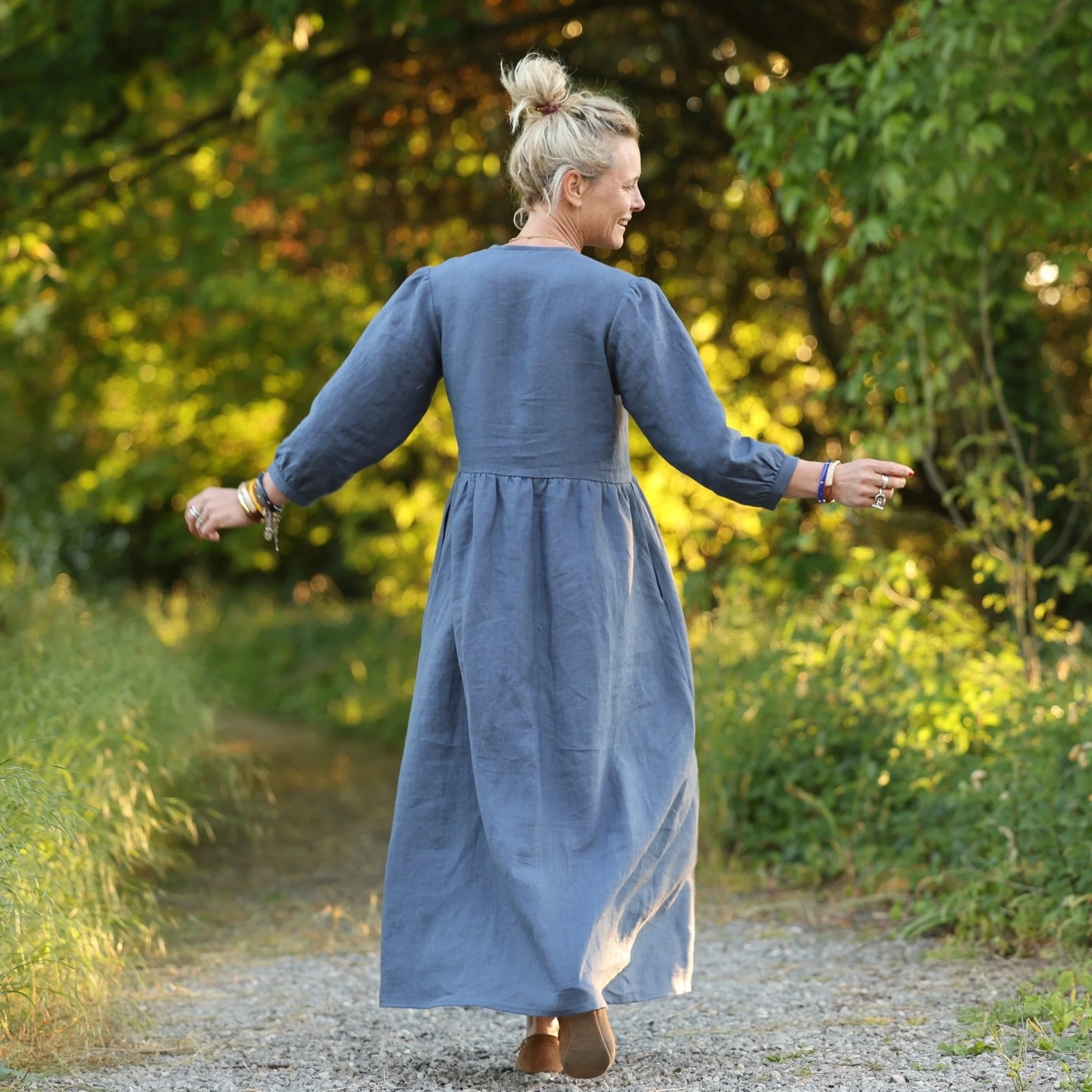 Robe Agathe - Lin Bleu brume - Image 4
