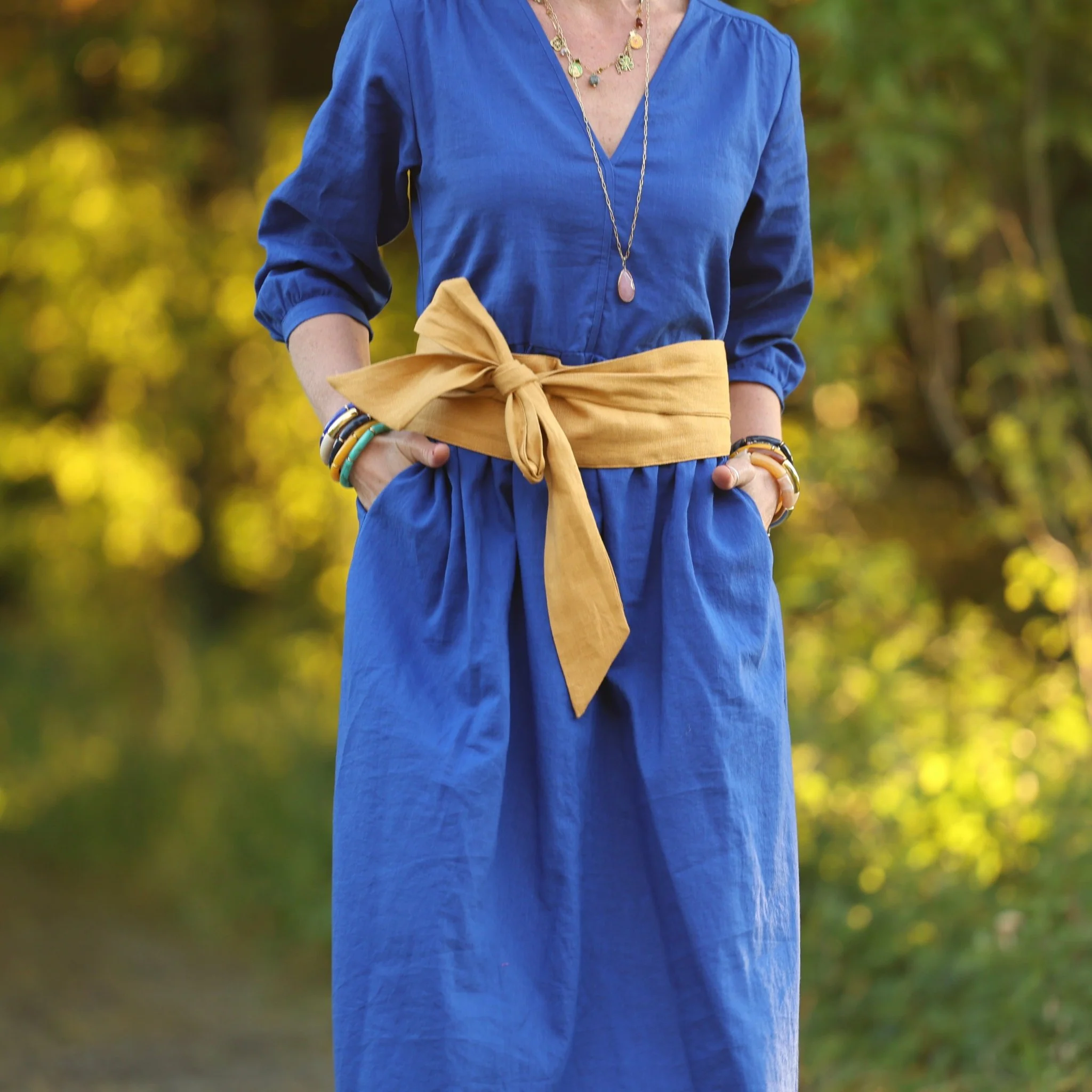 Robe Agathe - Lin Bleu majorelle - Image 13