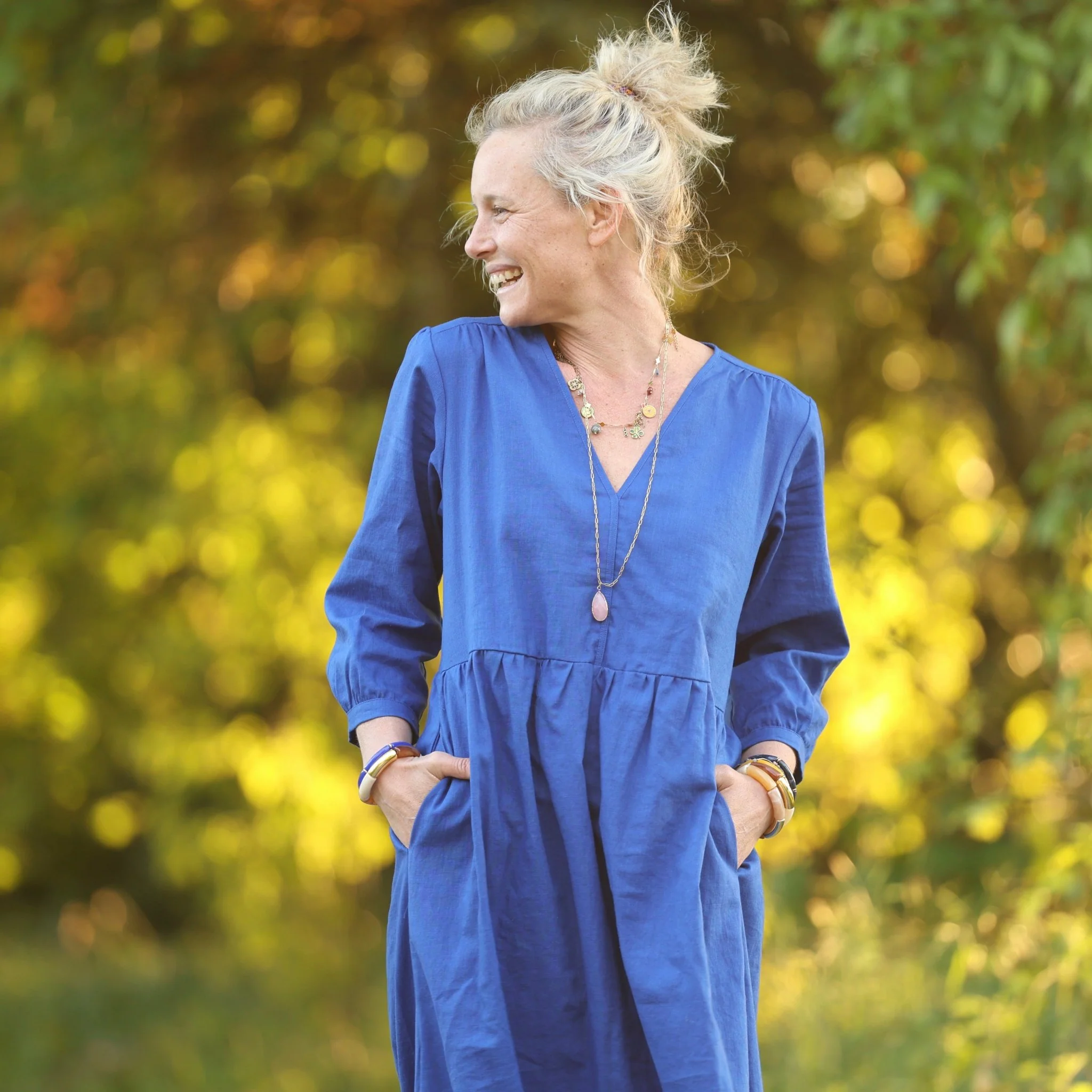 Robe Agathe - Lin Bleu majorelle - Image 6