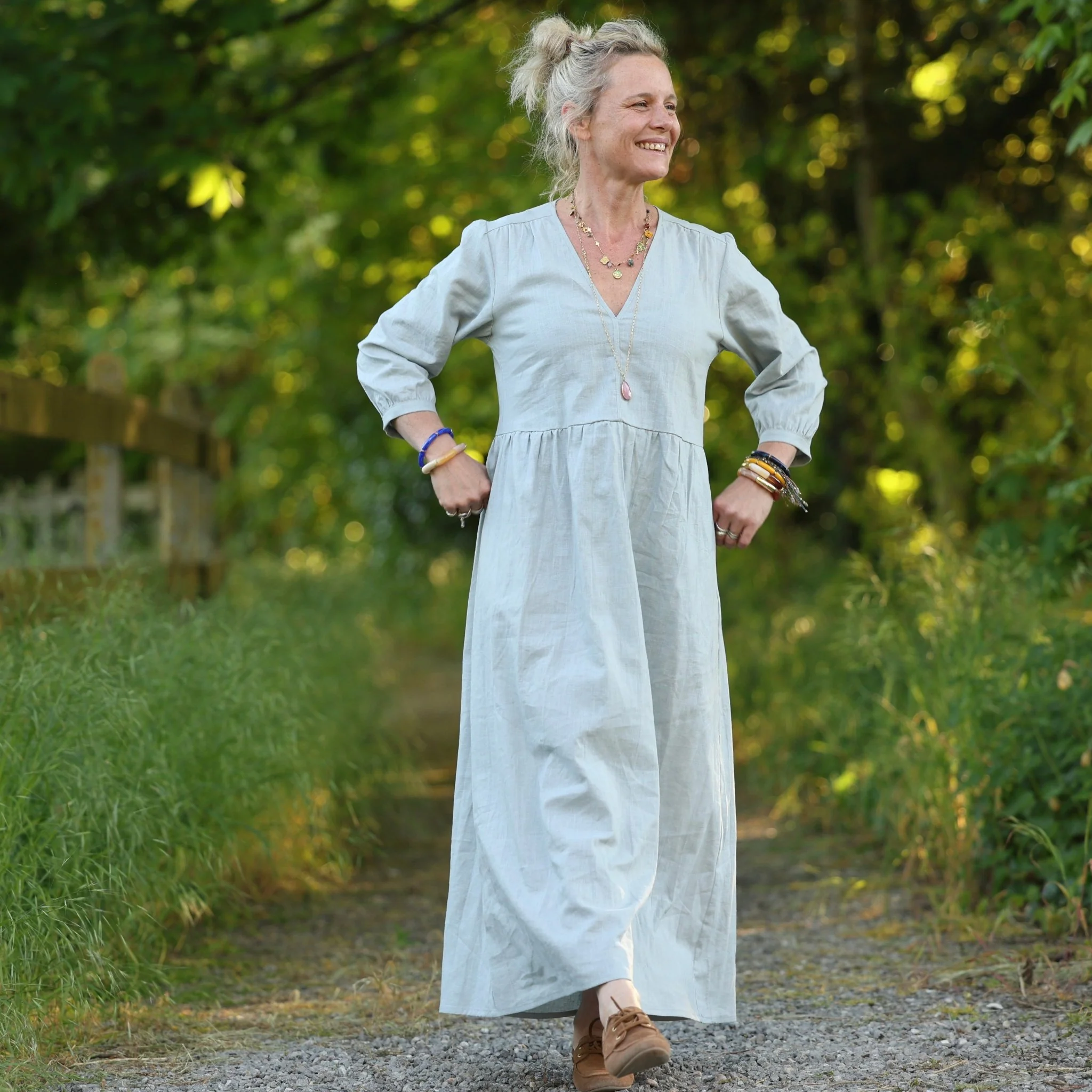 Robe Agathe - Lin Vert d'eau - Image 8
