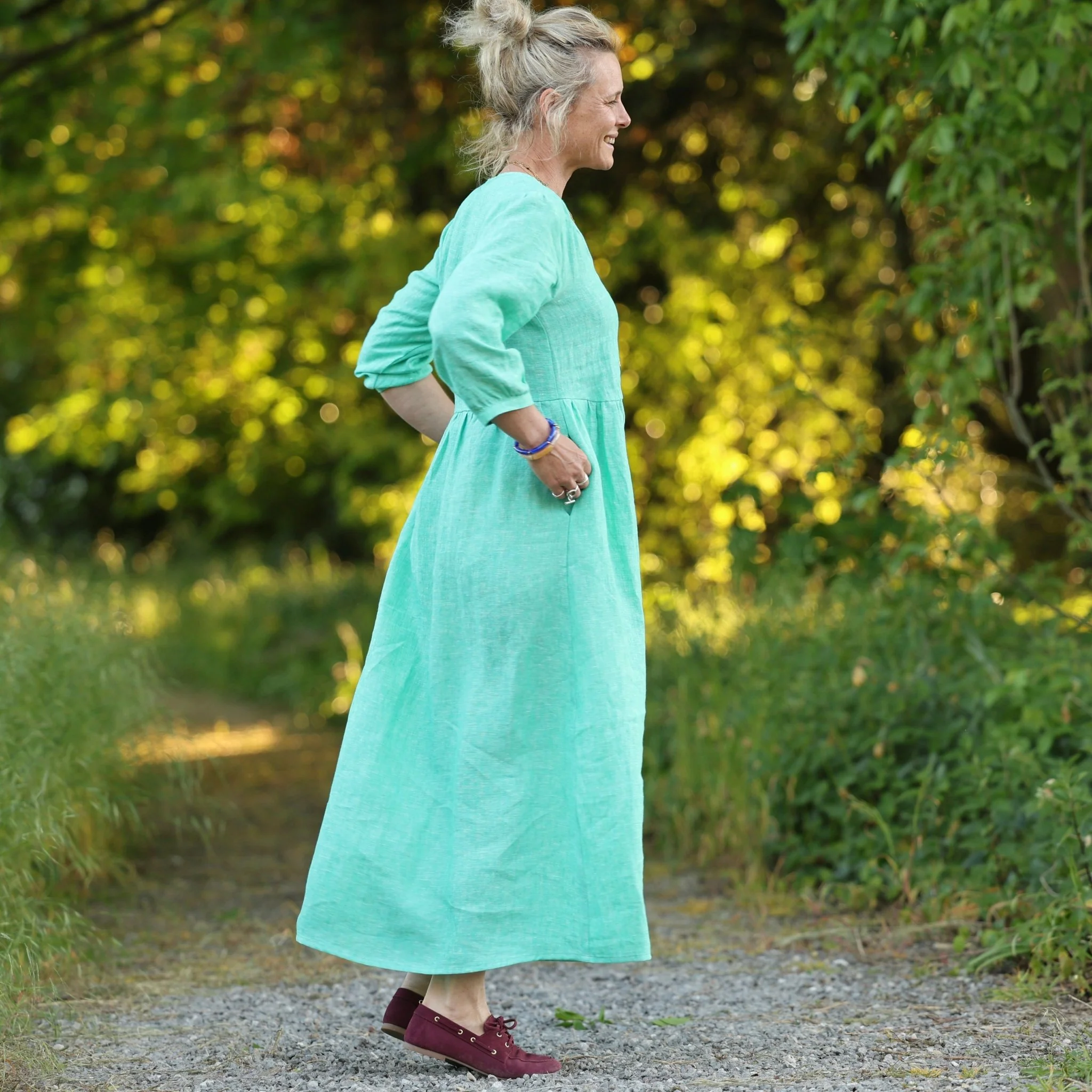 Robe Agathe - Lin chiné Vert peps - Image 10