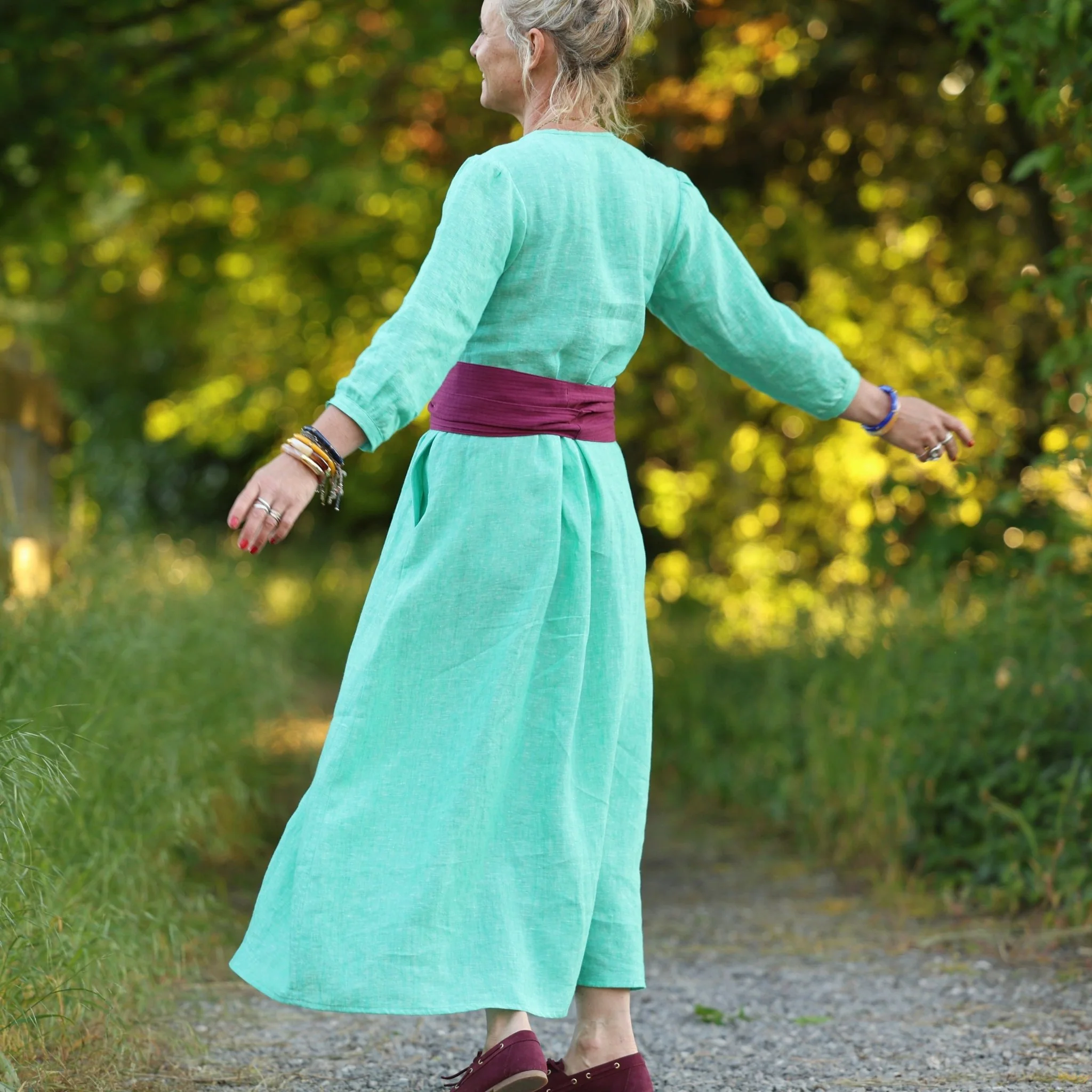 Robe Agathe - Lin chiné Vert peps - Image 4