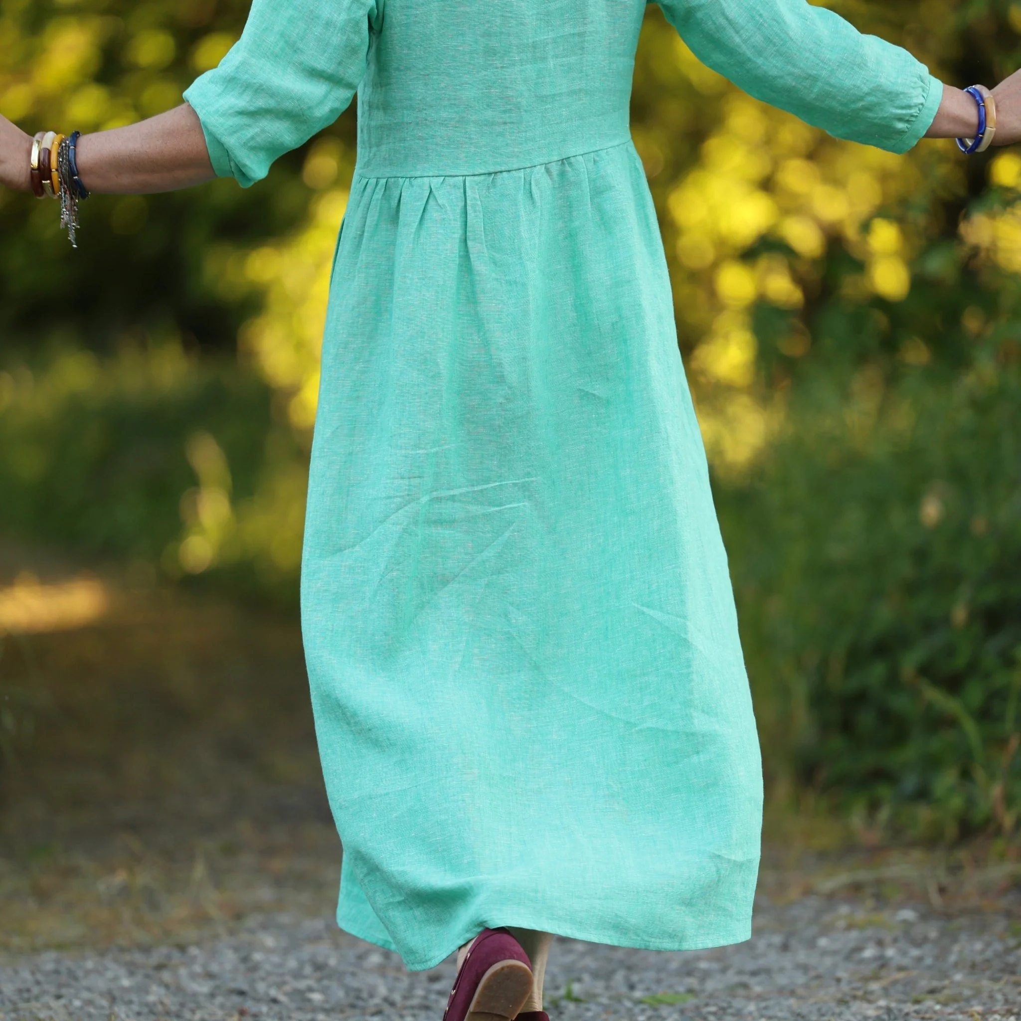 Robe Agathe - Lin chiné Vert peps - Image 5