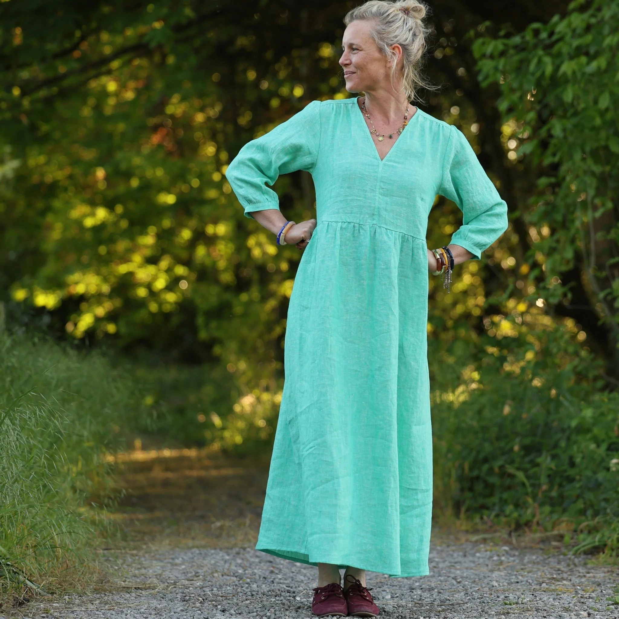 Robe Agathe - Lin chiné Vert peps - Image 6