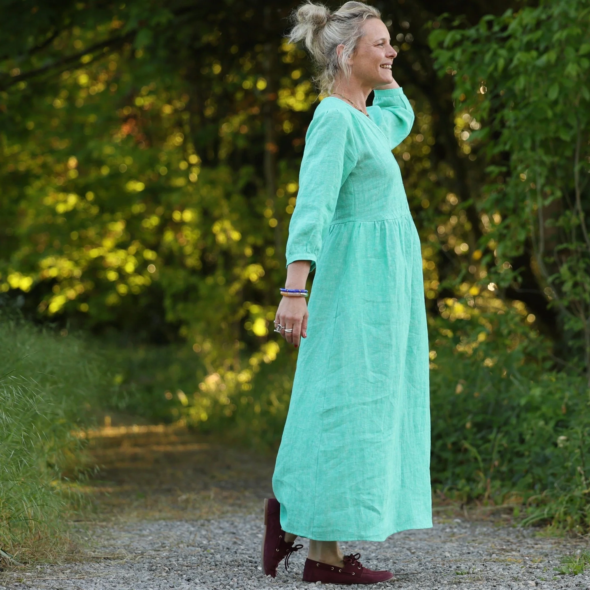 Robe Agathe - Lin chiné Vert peps - Image 8
