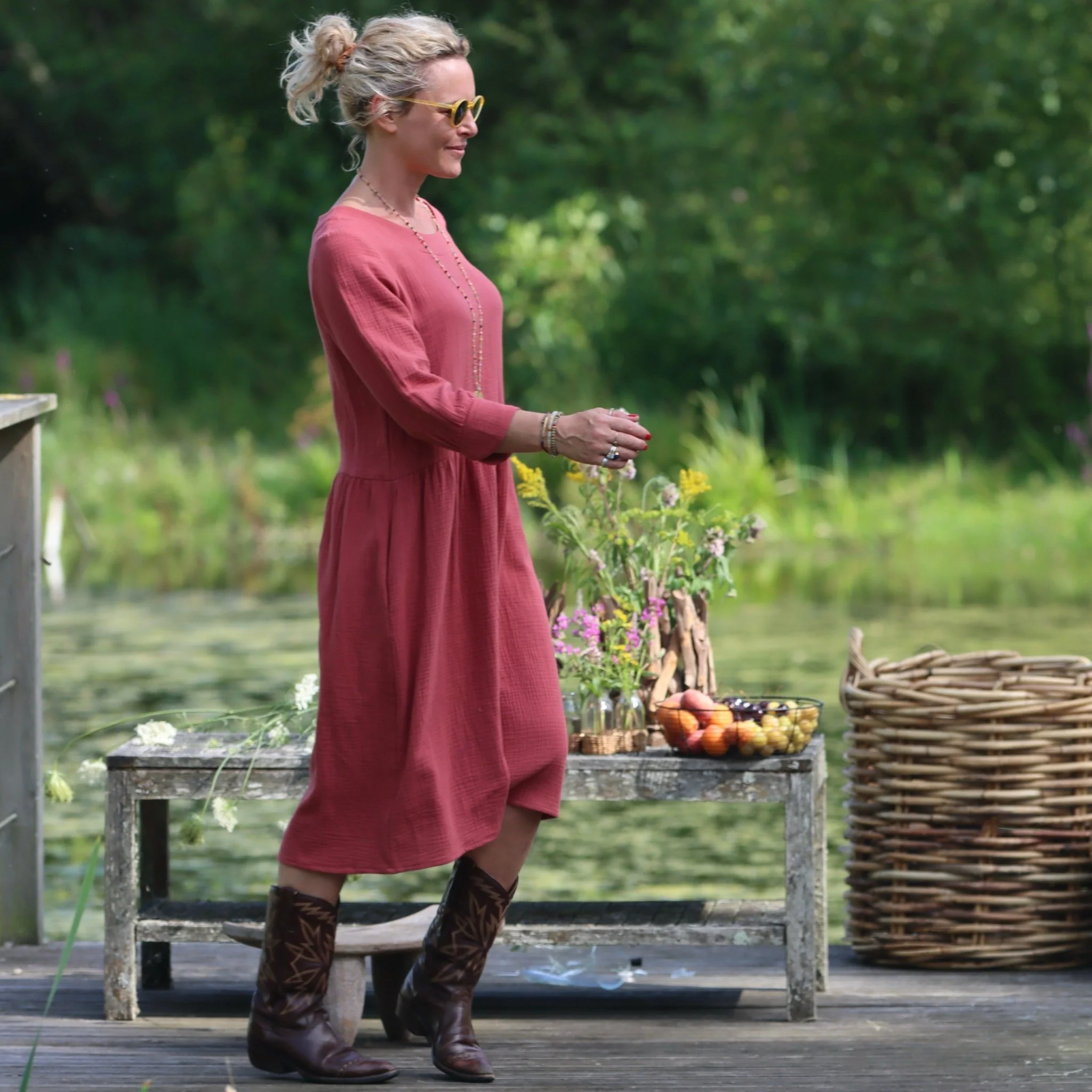 Robe Agnès - Double gaze de coton terracotta - Image 6