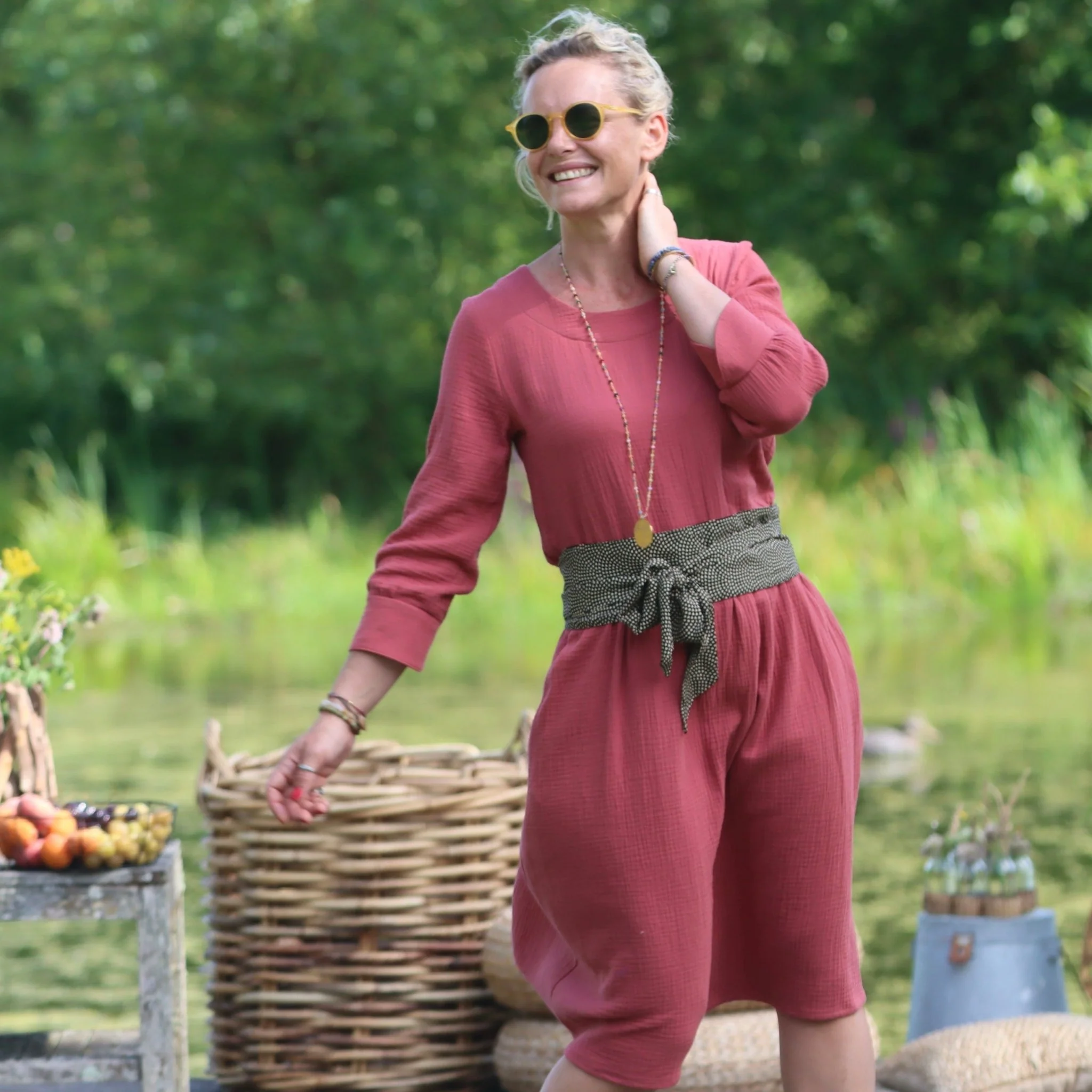 Robe Agnès - Double gaze de coton terracotta - Image 8