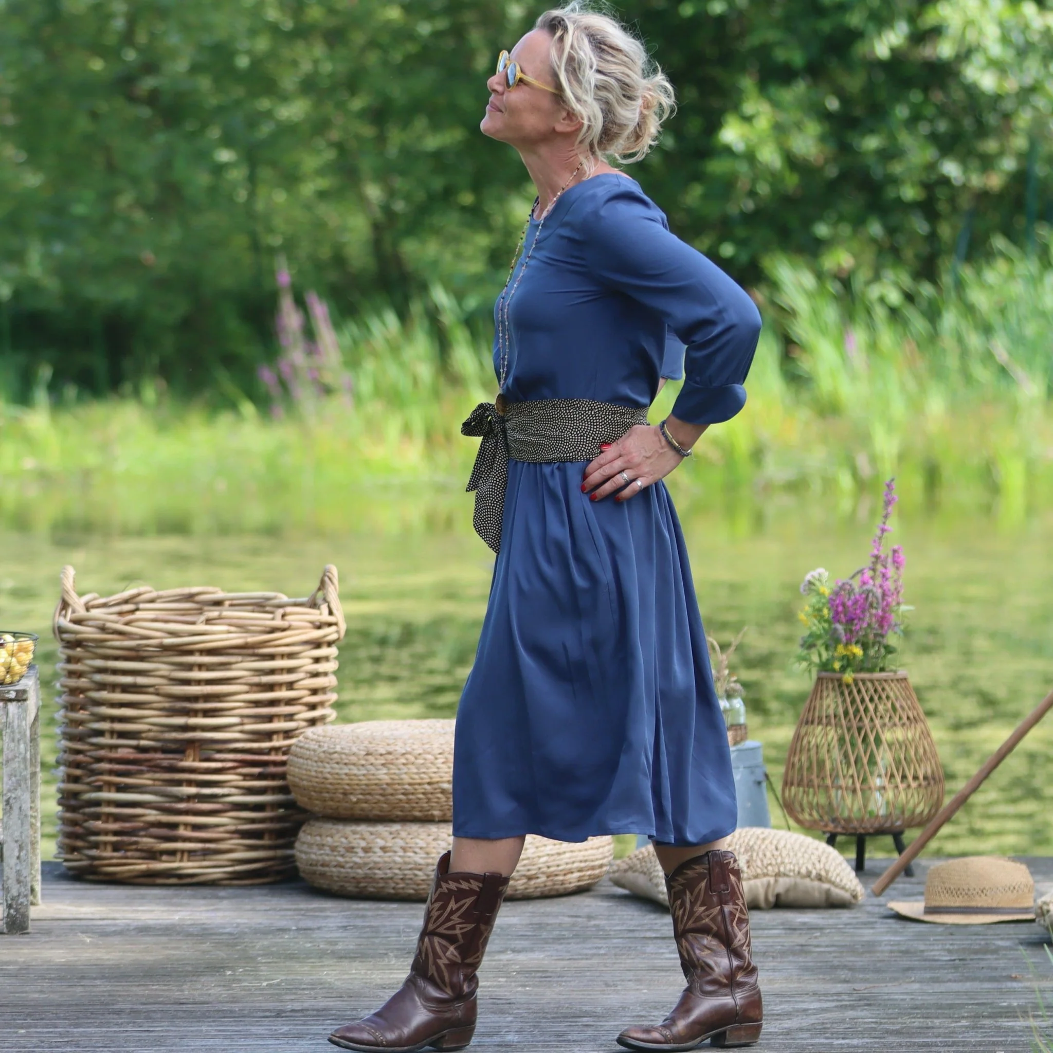 Robe Agnès - sergé de viscose bleu navy - Image 6