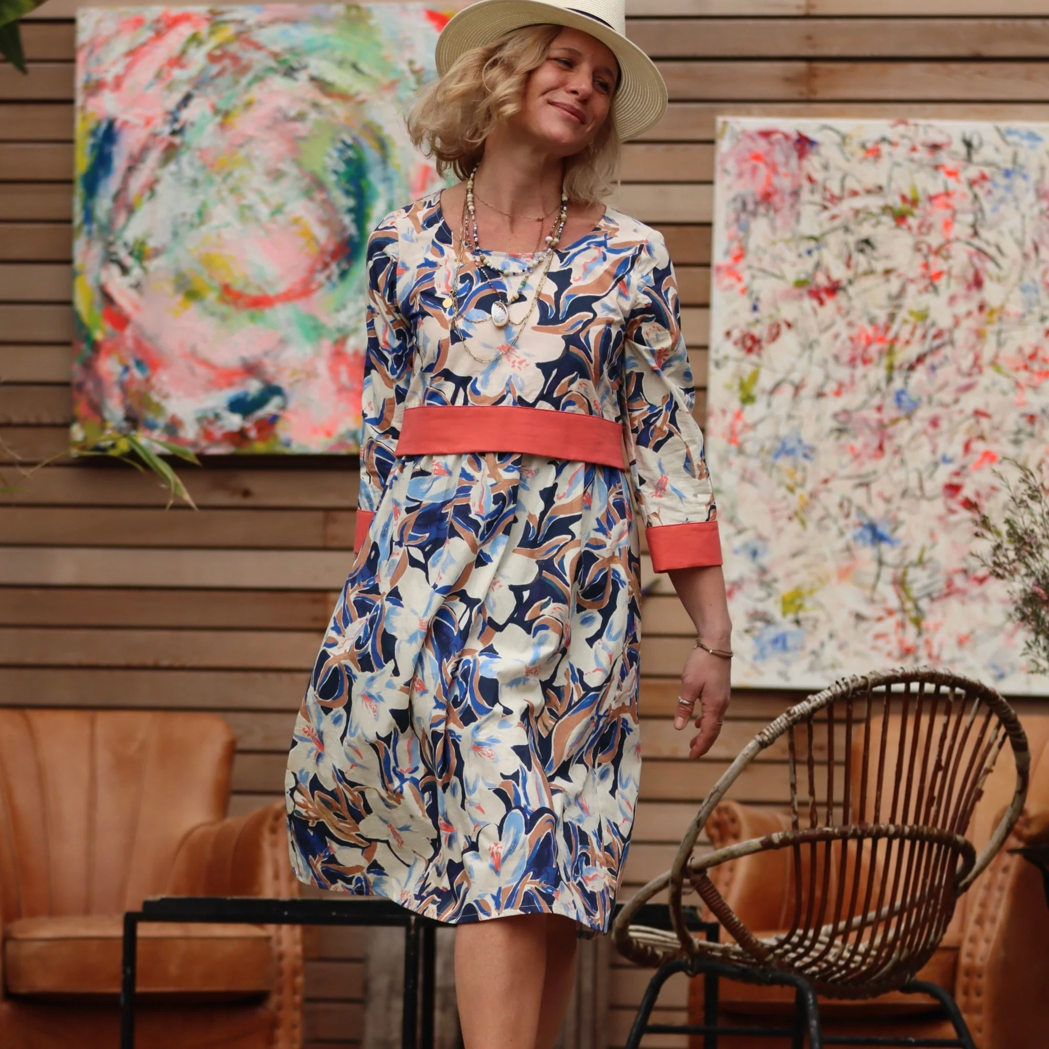 Robe Alix -coton fleuri/dcoton corail - Image 8
