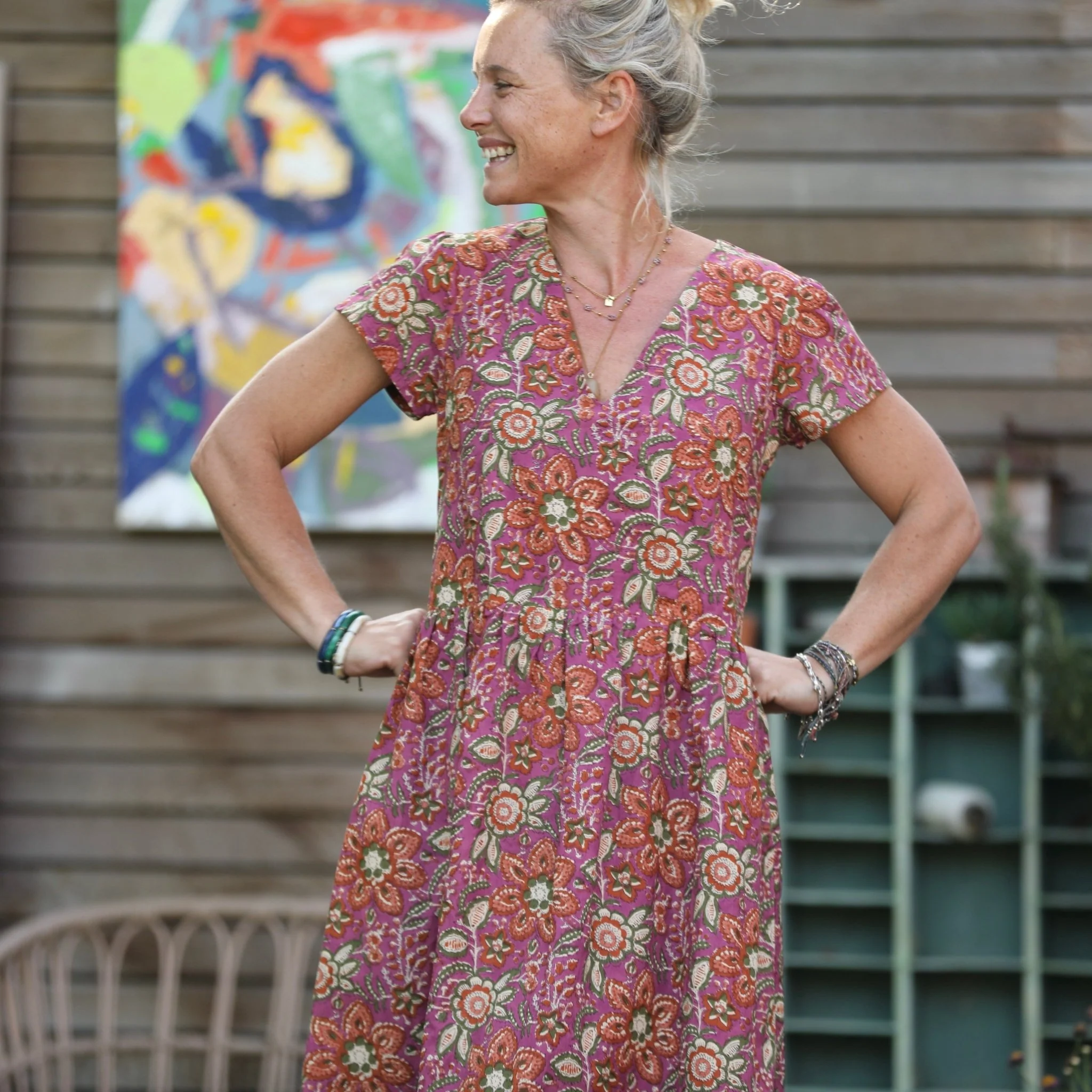 Robe Anastasia midi voile de coton Khadi - Image 4
