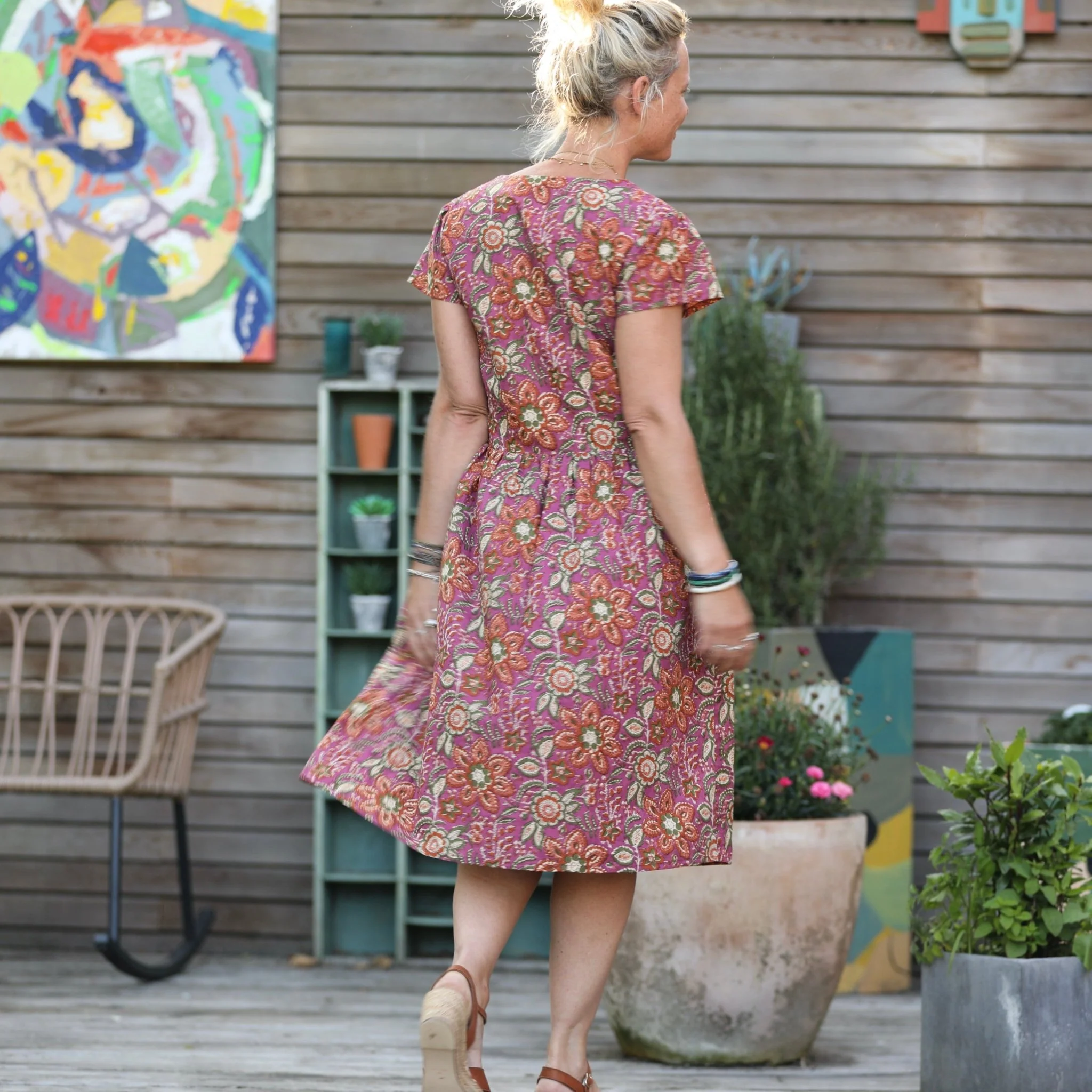 Robe Anastasia midi voile de coton Khadi - Image 5